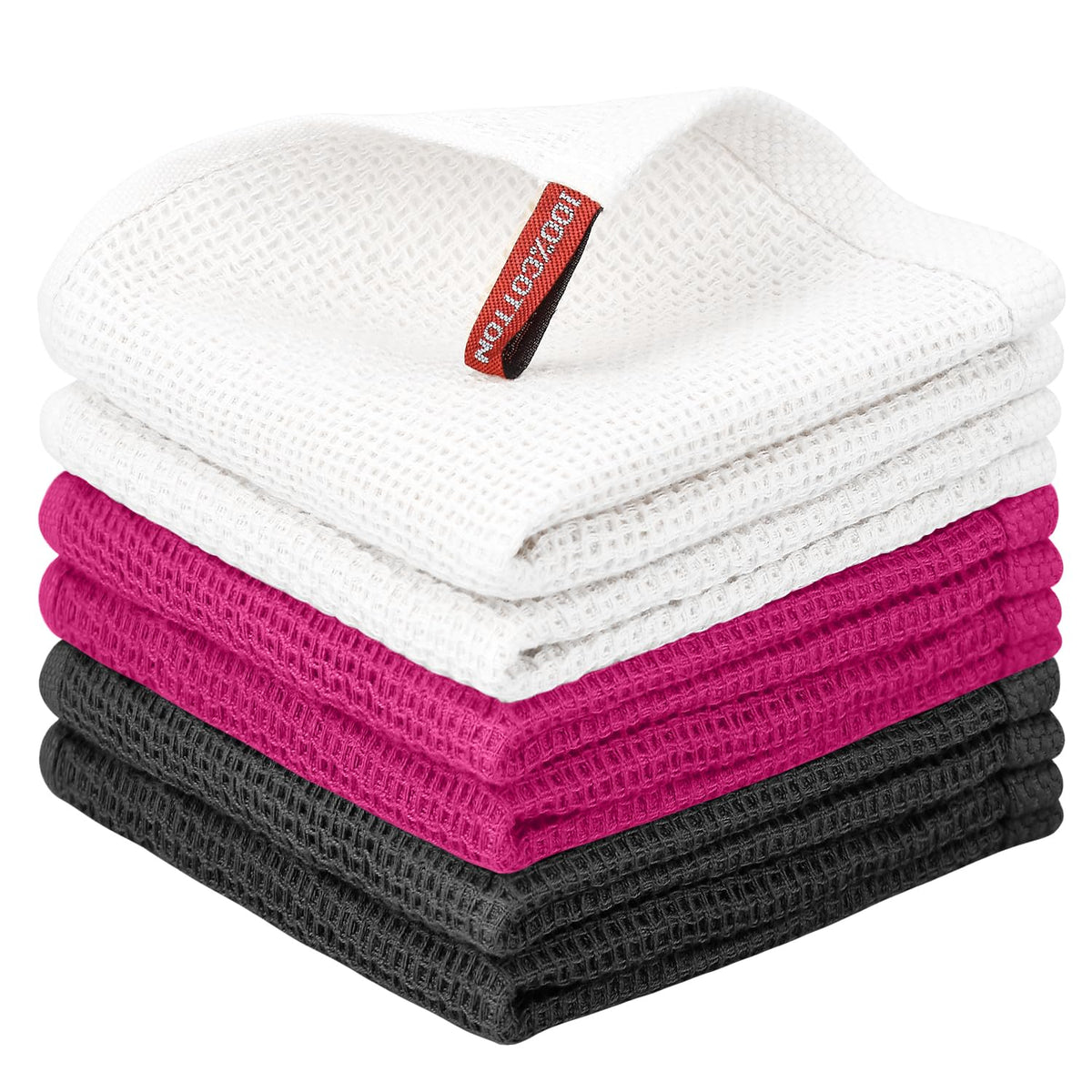 Nialnant 6 Pack Kitchen Towels and Dishcloths Sets,100% Cotton Soft Absorbent Quick Drying Dish Towels for Kitchen,Washing Dishes,12x12 Inches, Multi Color
