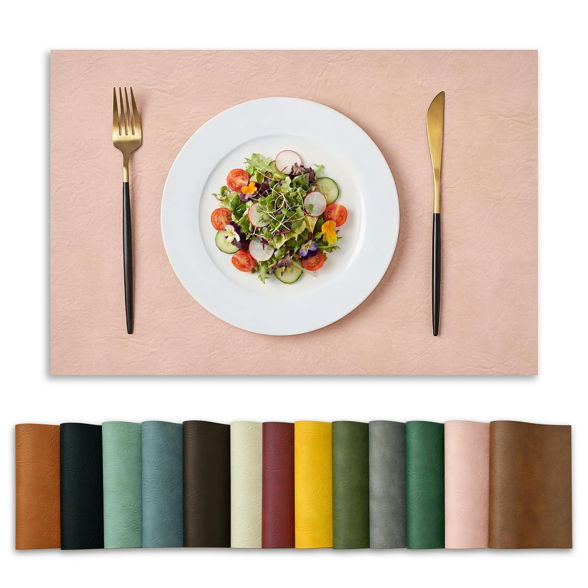 Artoid Mode Olive Green Faux Leather Placemats Set of 4