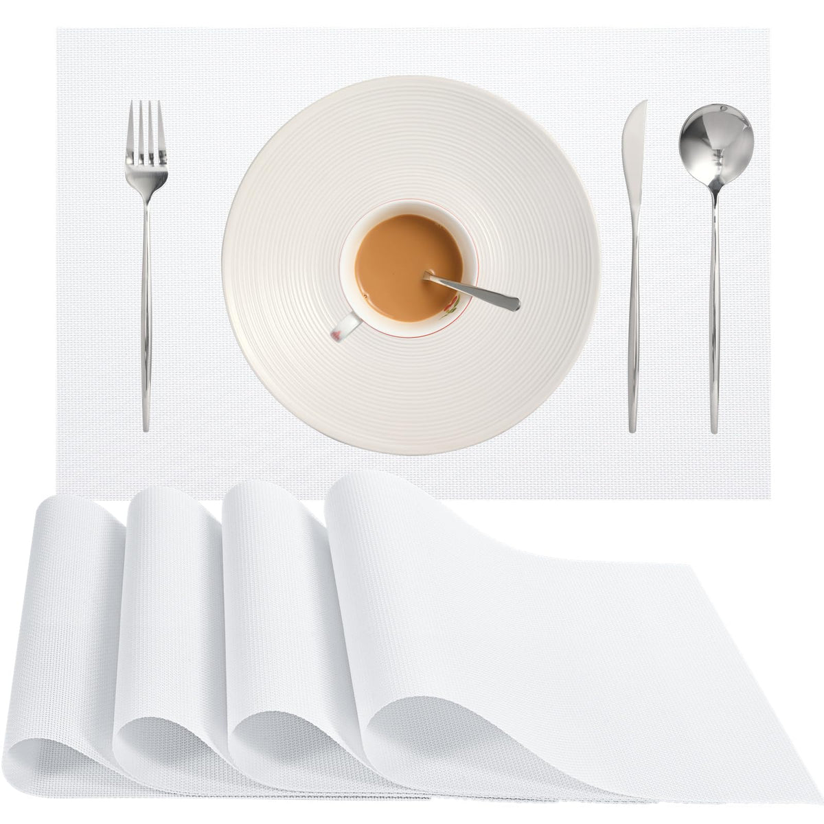 Zupro Pink Placemats Set of 4 Woven PVC 18"x12" for Indoor Outdoor Usage