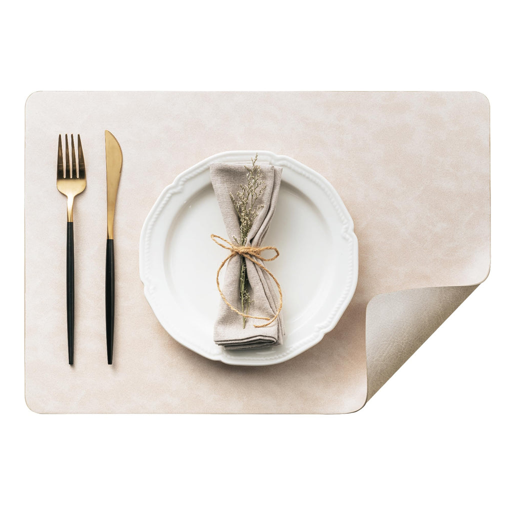 DOLOPL Placemats Set of 6, Reversible Dual-Color Faux Leather Place Mats