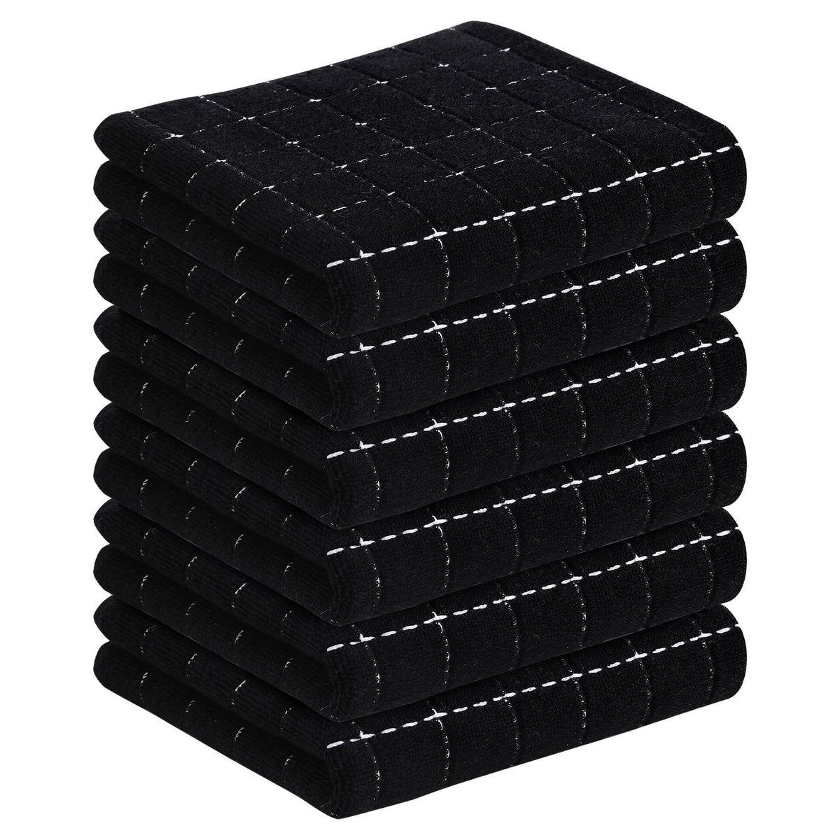Homaxy 100% Cotton Terry Kitchen Towels, 4 Pack, Black