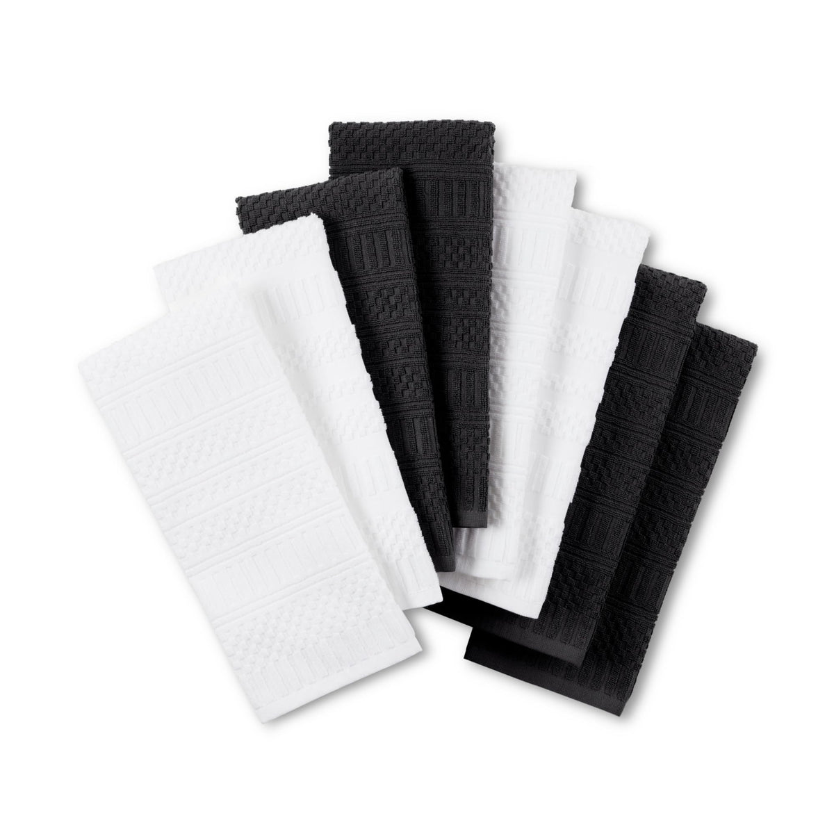 KitchenAid Cotton Classics Textured Solid Kitchen Towels 8-Pack, Absorbent 100% Cotton, Passion Red/White, 17”x28”