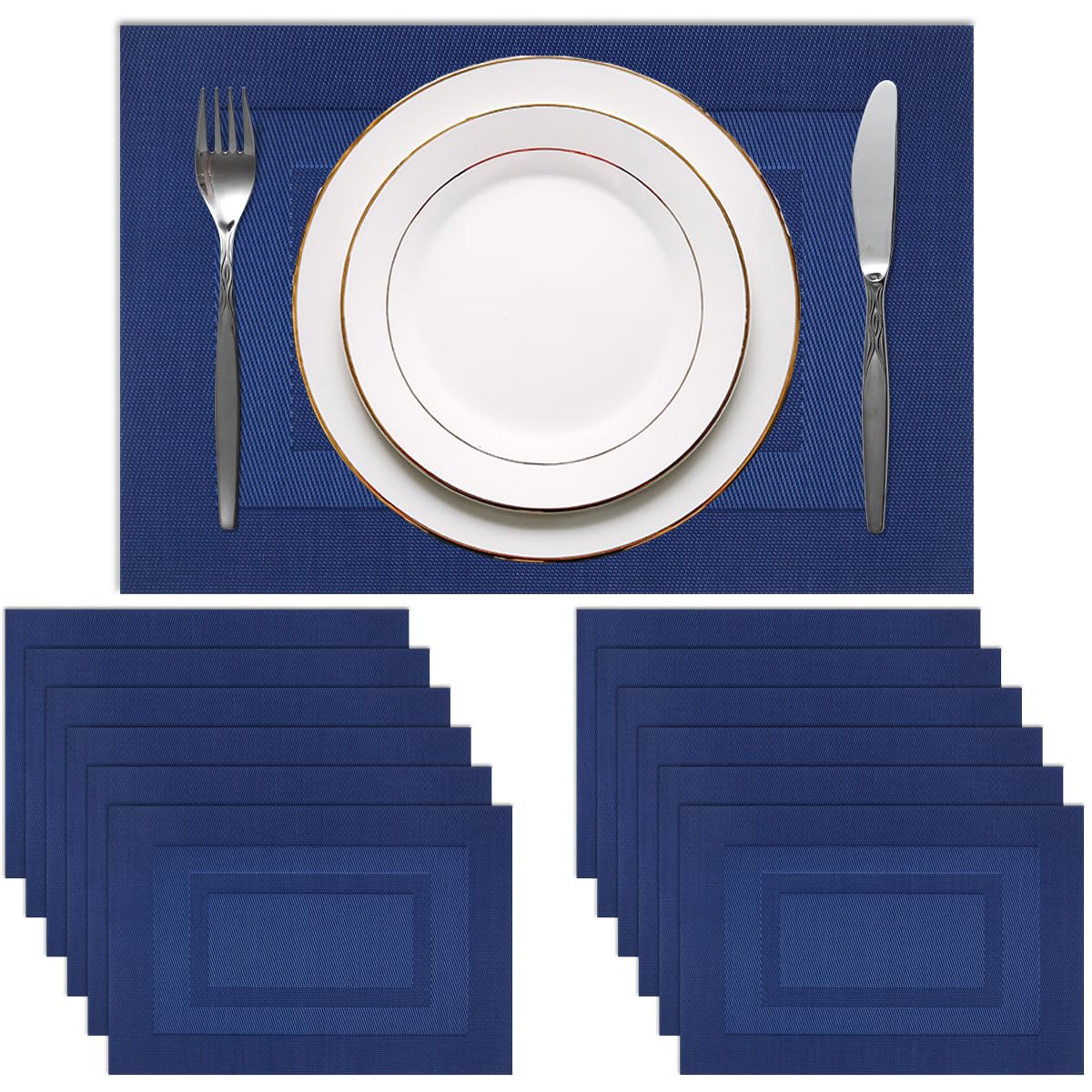 PIGCHCY Placemats,Washable Vinyl Woven Table Mats,Elegant Durable Placemats for Dining Table Set of 6 (Bamboo-Brown)