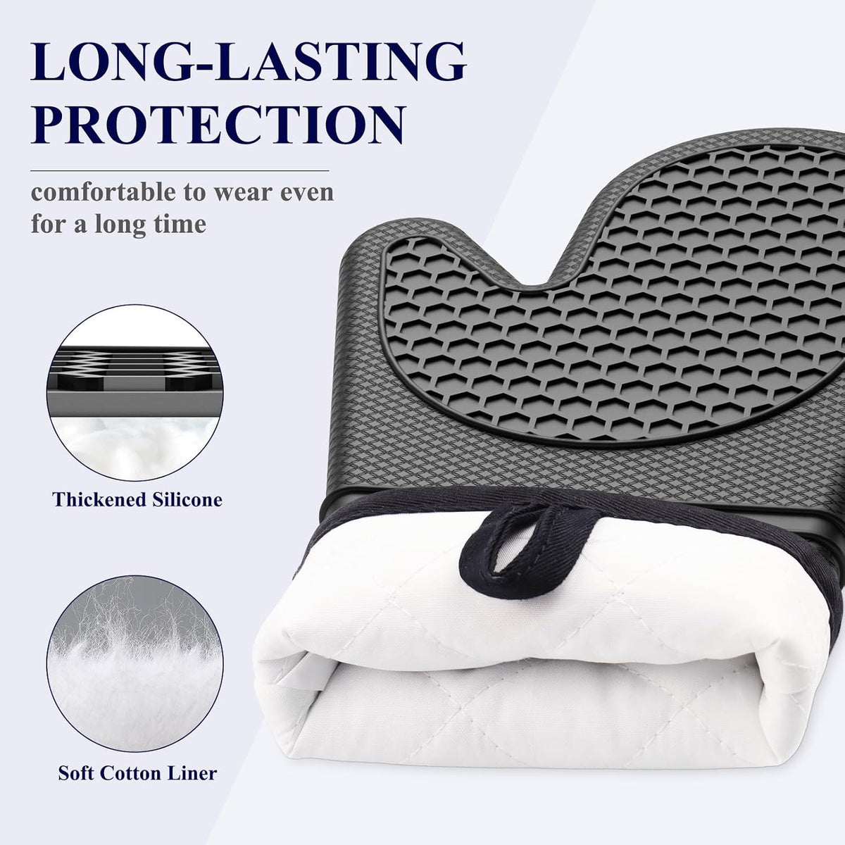 Kitsure Silicone Oven Mitts, Kitchen Gadgets, Apartment Essentials, Black
