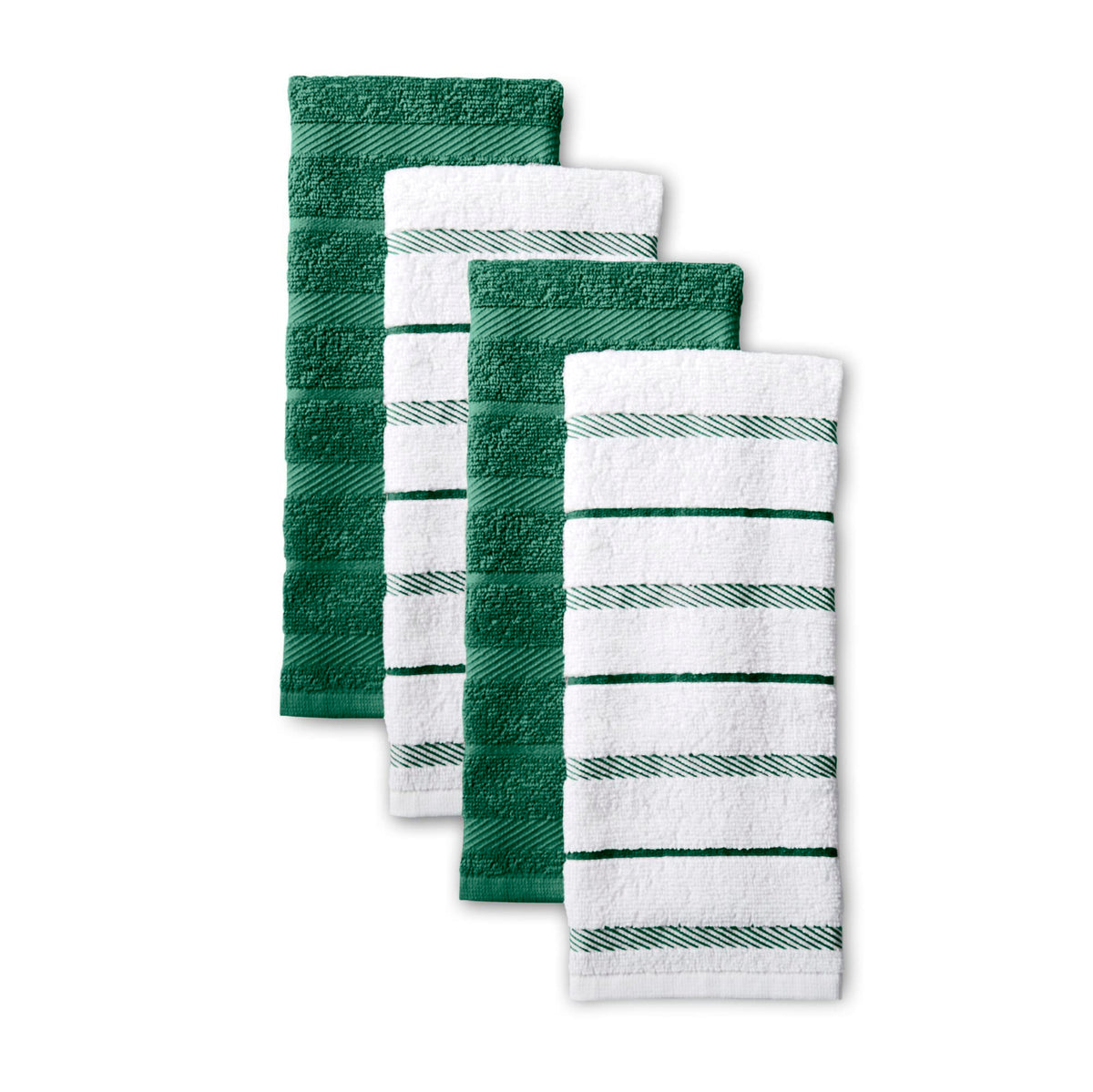 KitchenAid Albany Kitchen Towel 4-Pack Set, Pistachio/White, 16"x26"