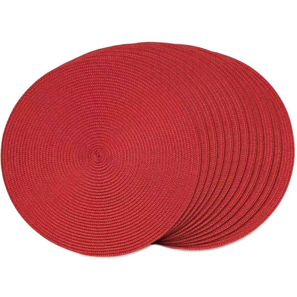 FunWheat Round Braided Placemats Set of 6 Table Mats for Dining Tables Woven Washable Non-Slip Place mats 15 in(Blue, 6pcs)