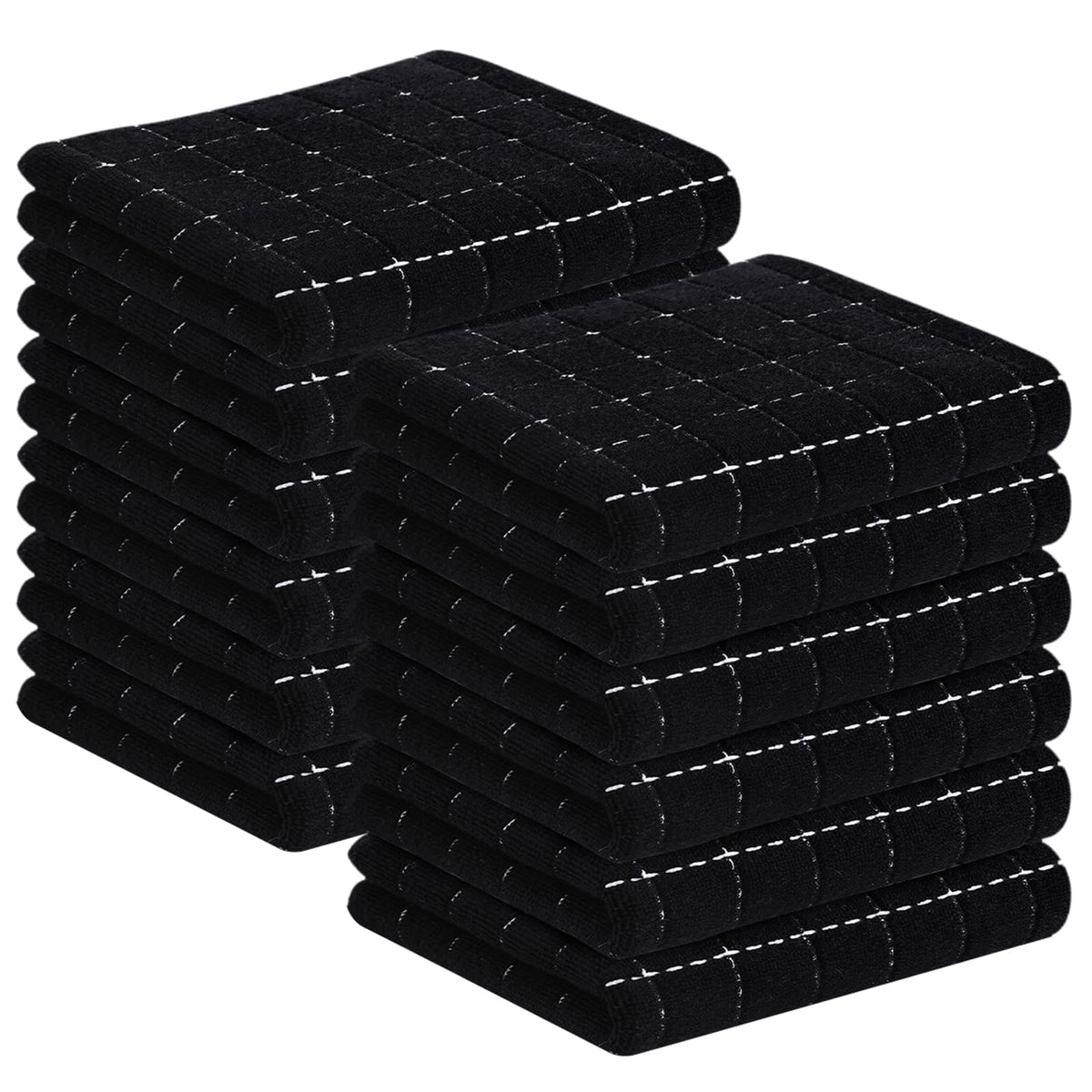 Homaxy 100% Cotton Terry Kitchen Towels, 4 Pack, Black
