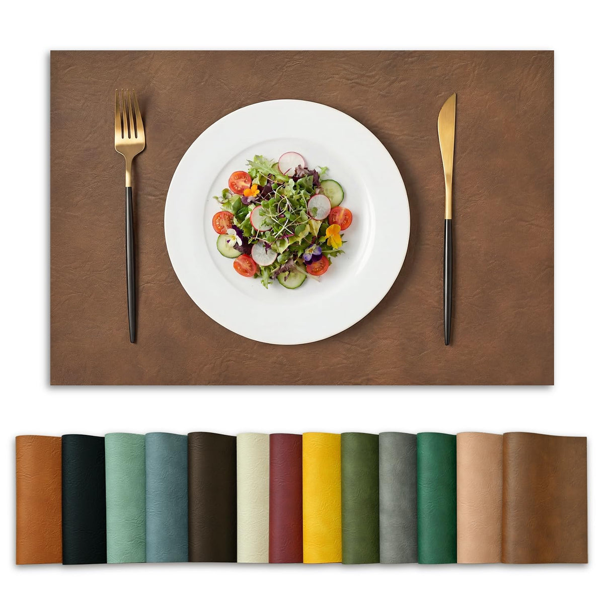 Artoid Mode Olive Green Faux Leather Placemats Set of 4