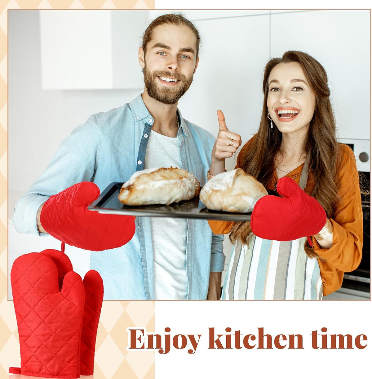 Geyoga 12 Pairs Oven Mitts Bulk Heat Resistant Oven Gloves, Red