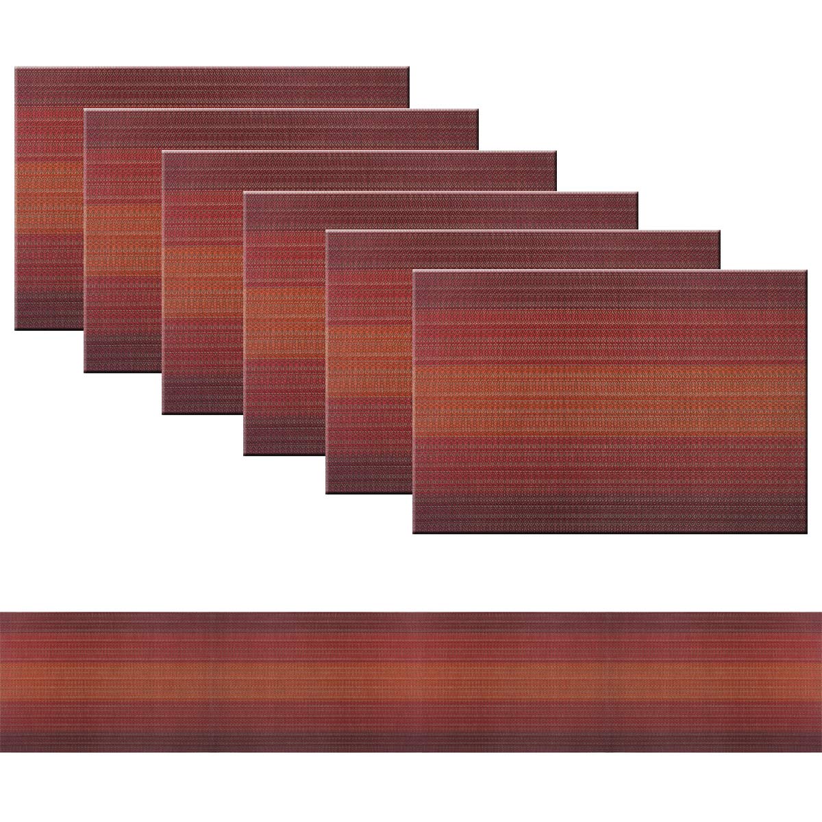 PIGCHCY Placemats,Washable Vinyl Woven Table Mats,Elegant Durable Placemats for Dining Table Set of 6 (Bamboo-Brown)