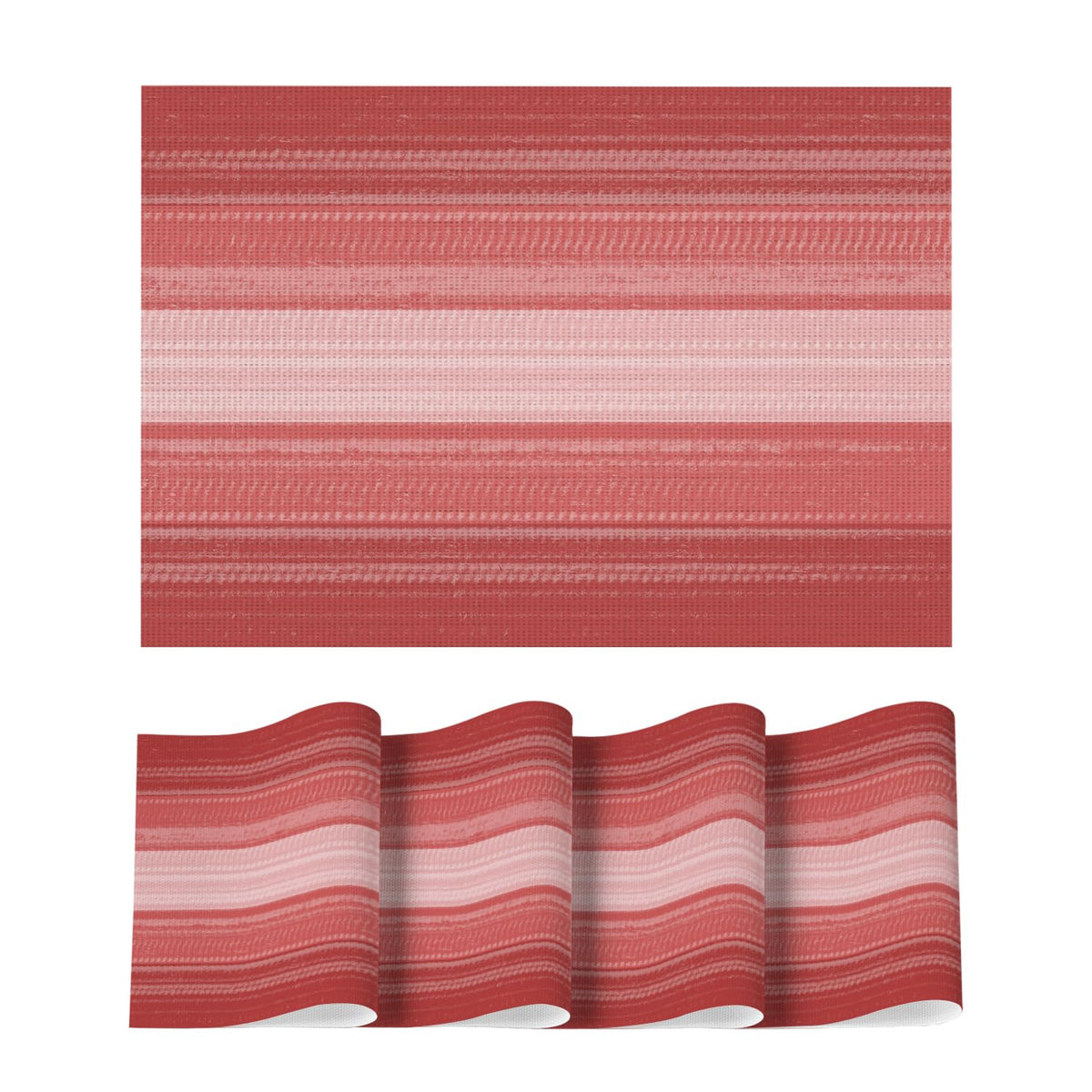 Artoid Mode Navy Blue Gradient Stripes Placemats Set of 4, Washable Heat Resistant Non-Slip Woven Plastic PVC Place Mats for Farmhouse Party Kitchen Dining Decor