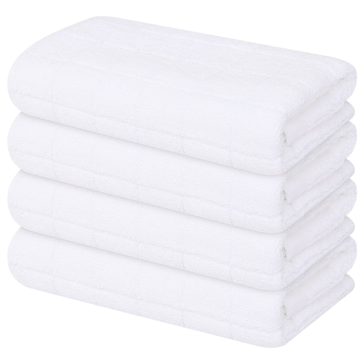 Mordimy Cotton Terry Checkered Kitchen Towels, 16"x 26", 4 Pack, Tan