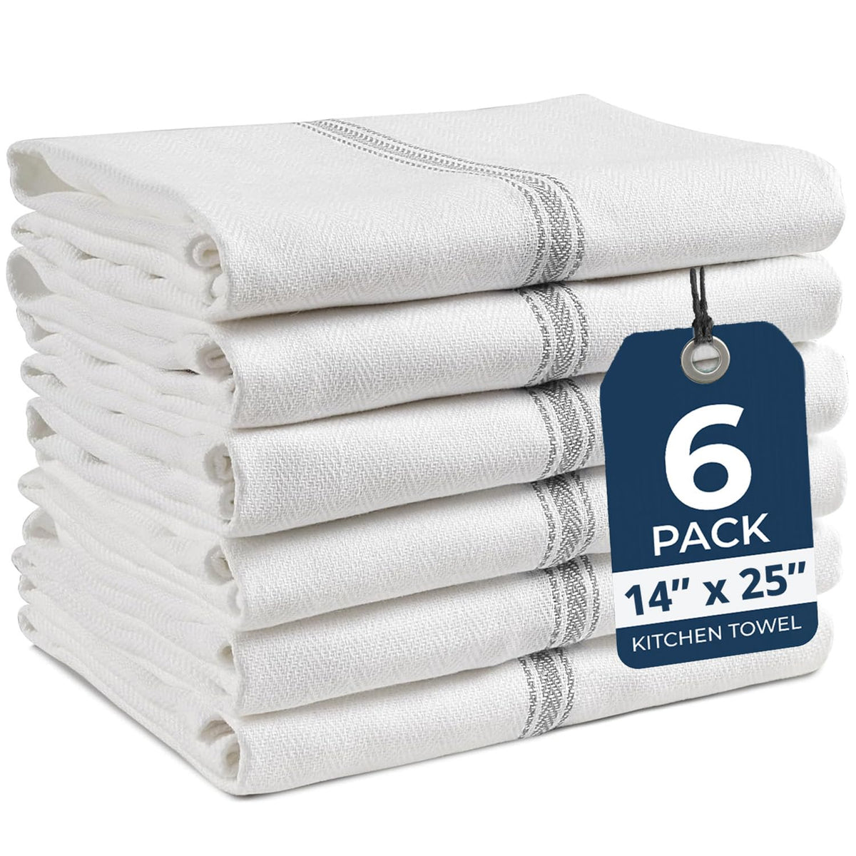 LANE LINEN Dish Towels 100% Cotton Absorbent Lint-Free 6 Pack