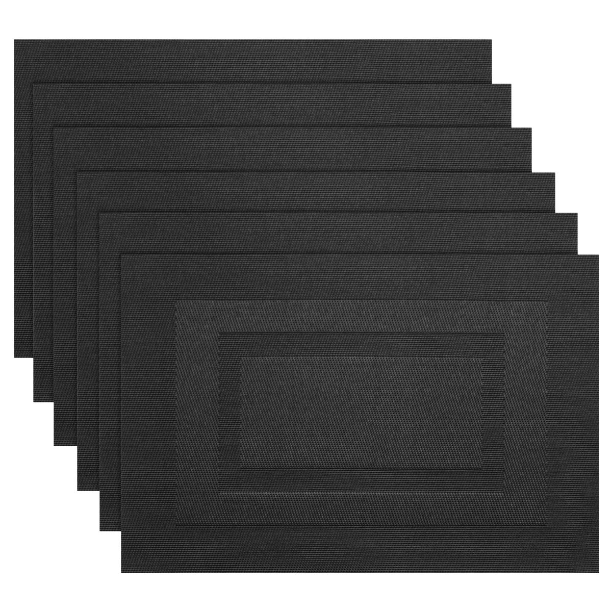 PIGCHCY Placemats,Washable Vinyl Woven Table Mats,Elegant Durable Placemats for Dining Table Set of 4 (18 x 12 inches, Navy Blue)