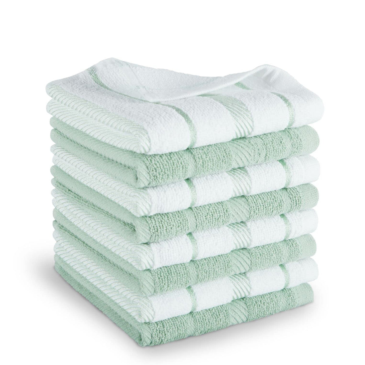 KitchenAid Albany Dishcloth 8 Pack Set, Matte Grey/White, 12"x12"