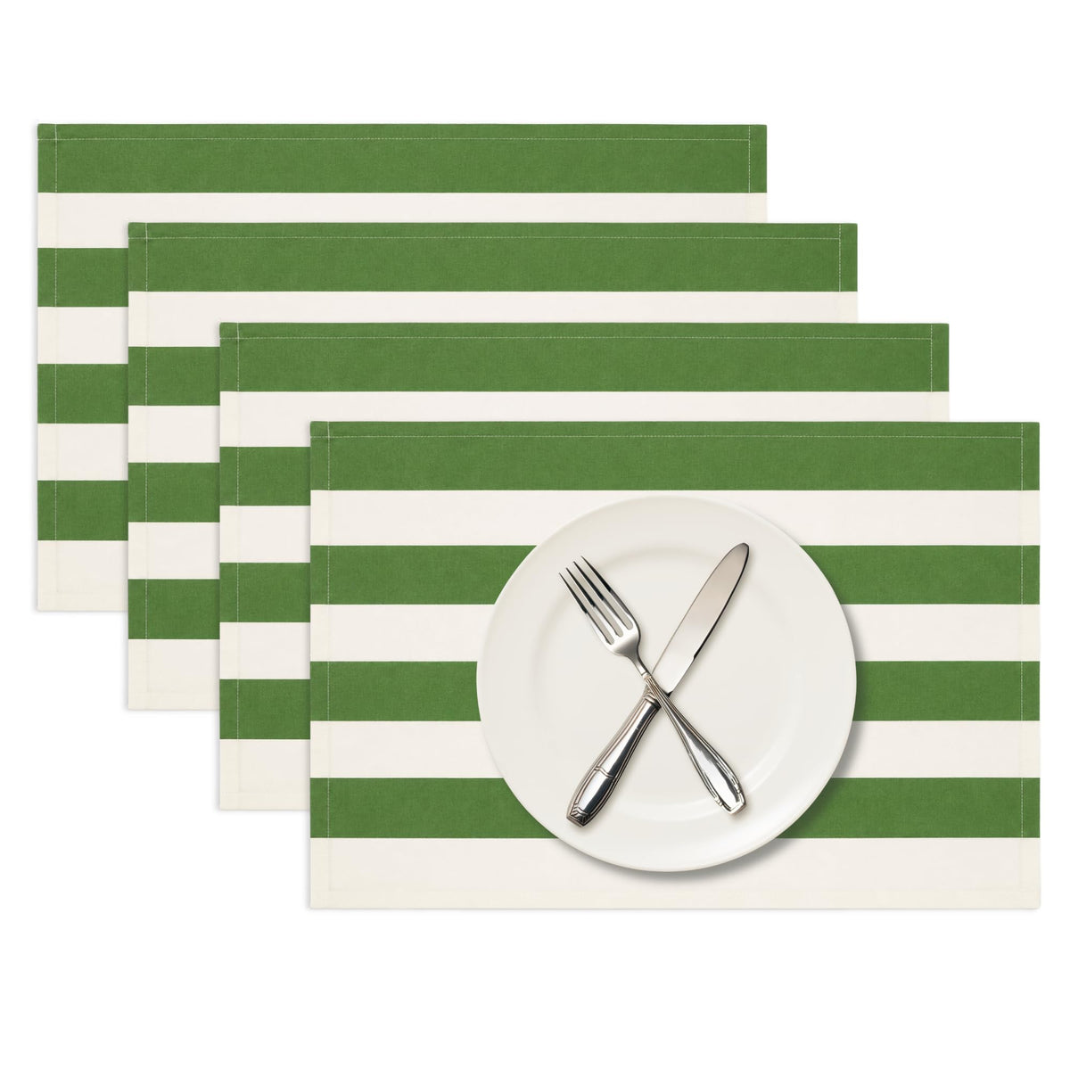 Folkulture Placemats Set of 4, Scalloped, Cute Sage Green - (13x19 Inch)