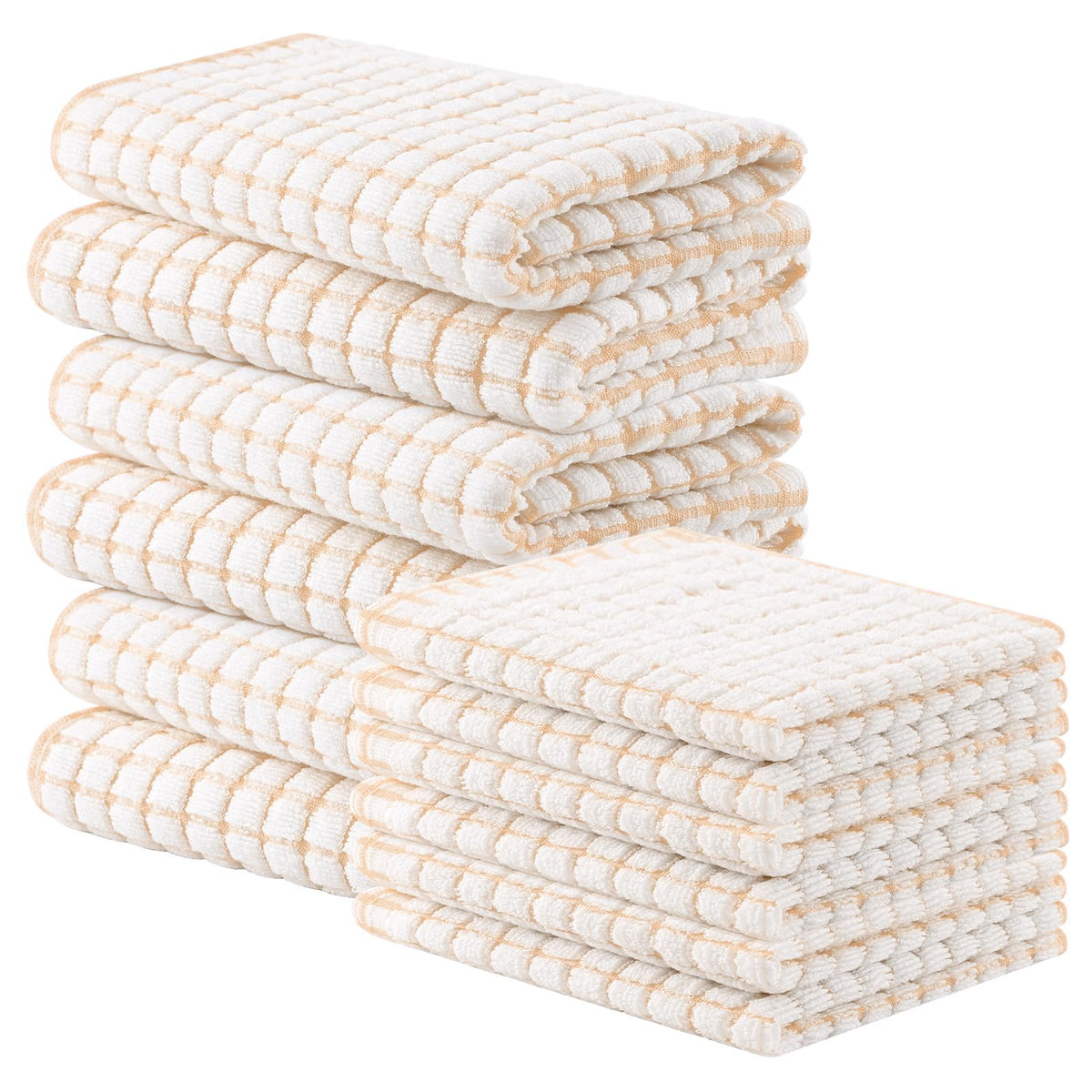 Homaxy Cotton Terry Kitchen Towels and Dishcloths Set of 8, Mixed Color