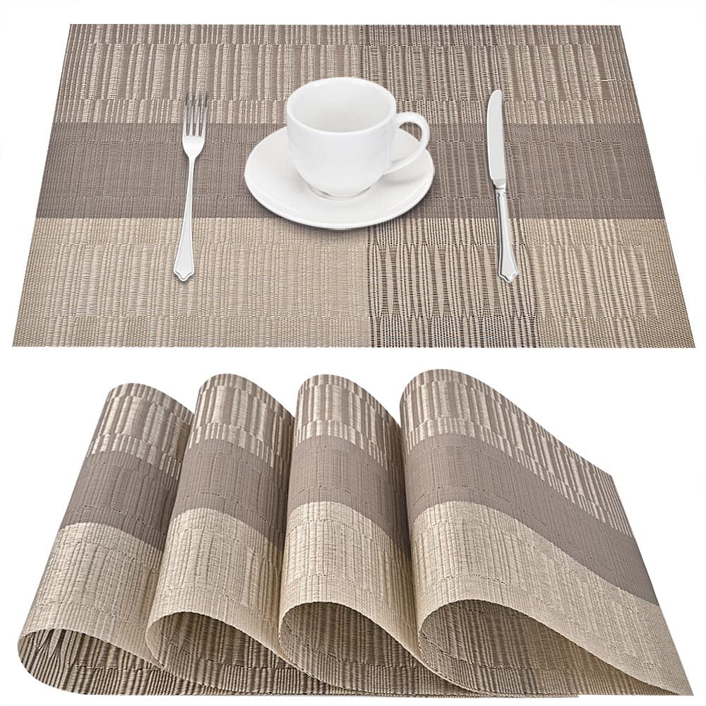 GIVERARE Placemats Set of 4, Heat-Resistant Woven Vinyl Placemat, Non-Slip Washable PVC Table Mat, Easy to Clean Premium Plastic Mats for Dining, Kitchen Table (Turquoise)