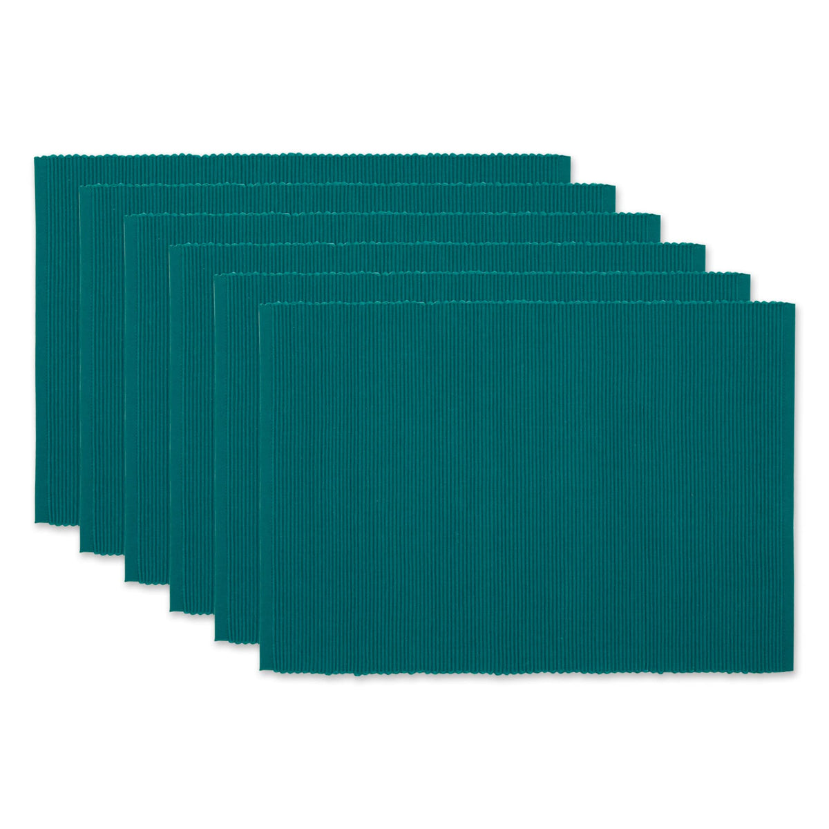 DII Basic Everyday Ribbed Tabletop 100% Cotton, Placemat Set, 13x19, Dark Brown, 6 Piece