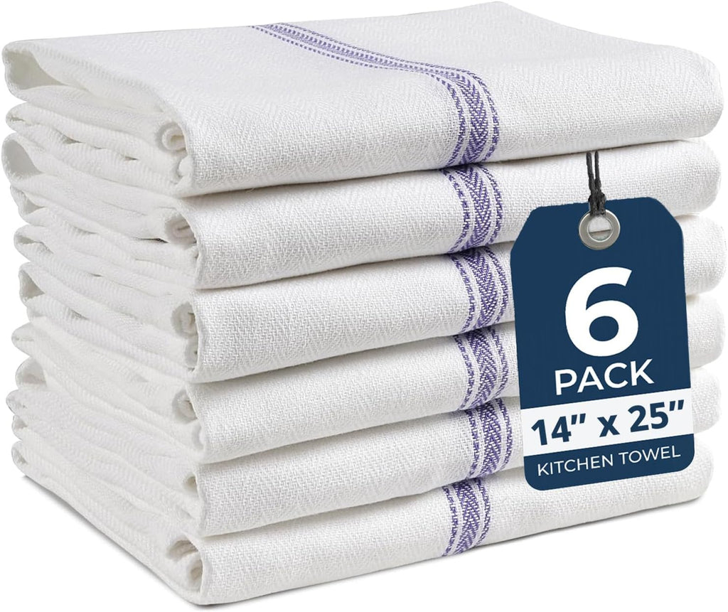 LANE LINEN Dish Towels 100% Cotton Absorbent Lint-Free 6 Pack