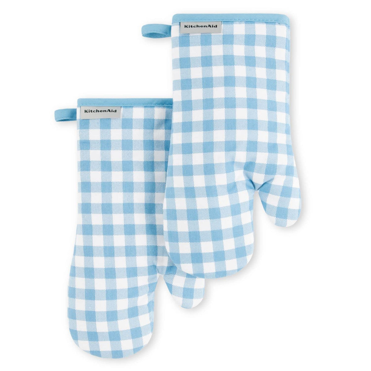 KITCHENAID Gingham Oven Mitt 2-Pack Set, Matte Black, 7"x13"