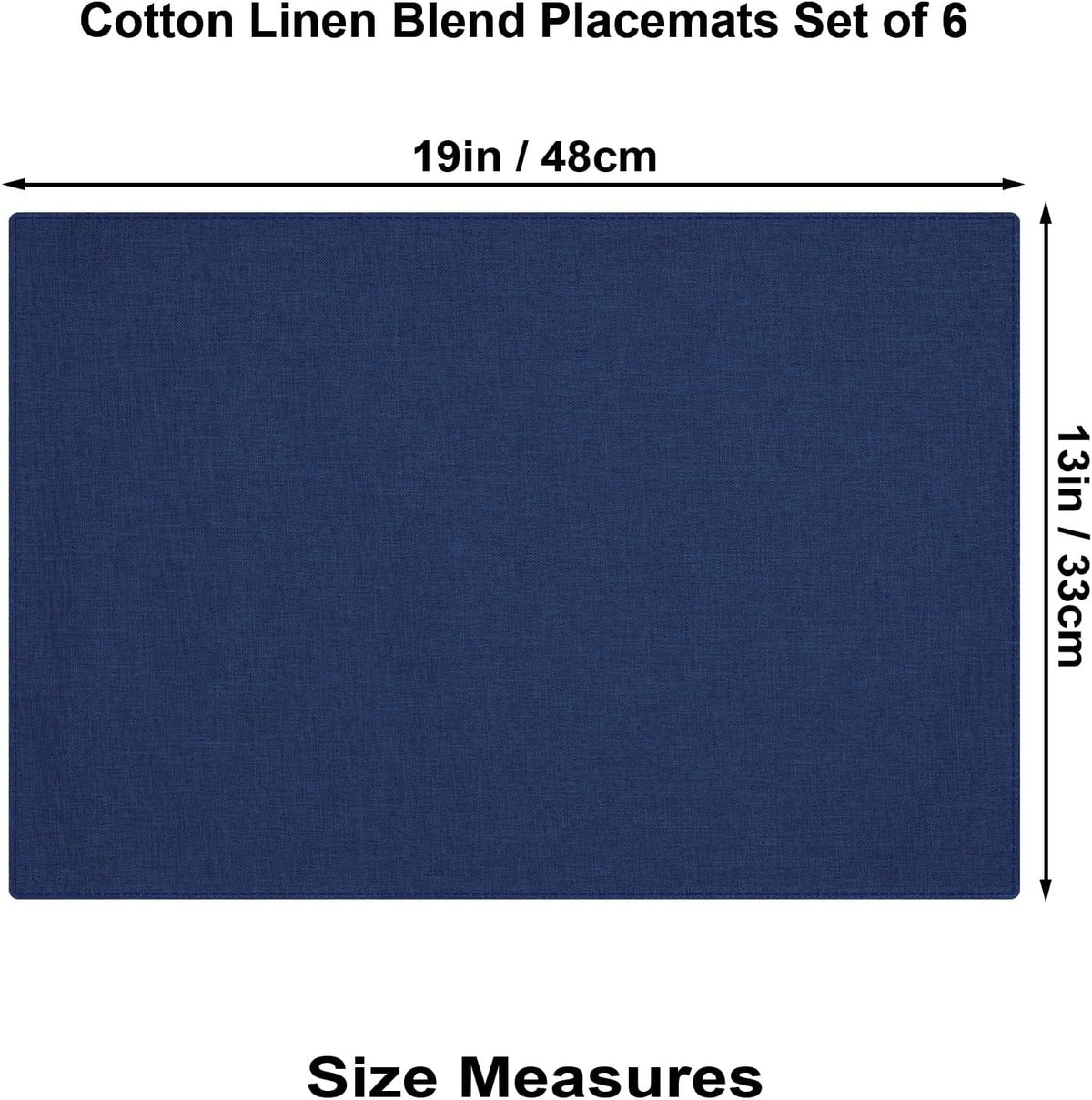Cloth Placemats Set of 6, Cotton Linen Blend Place Mats, Navy Blue