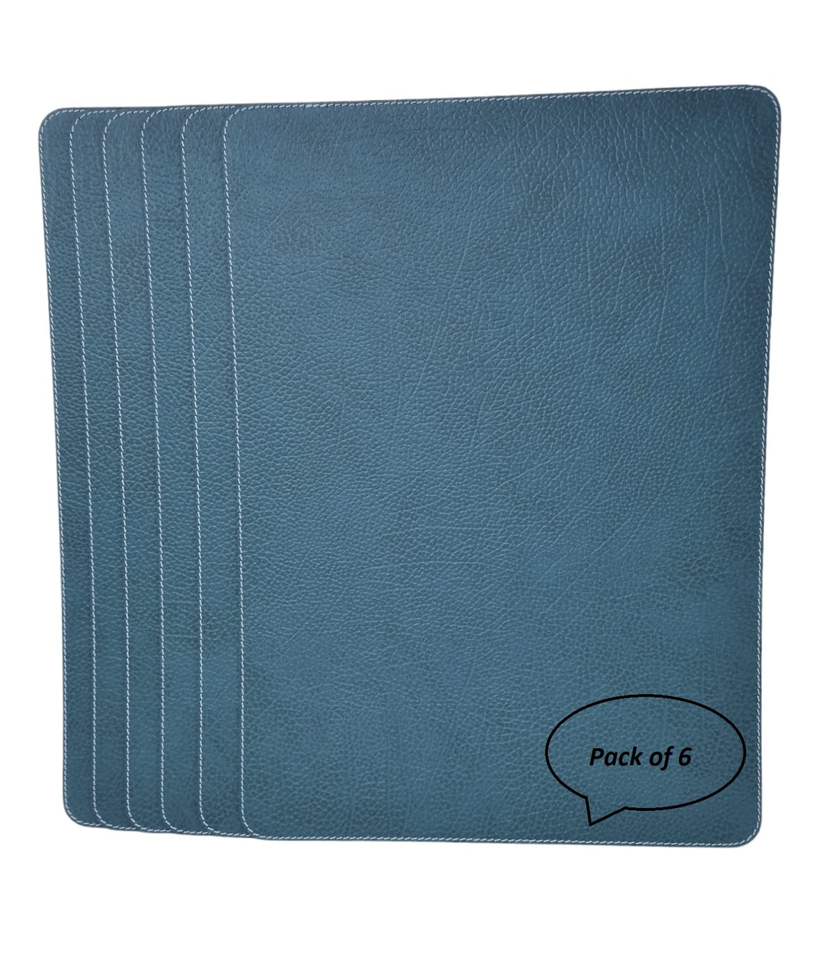 Nikalaz Set of 6 Placemats Made of Recycled Leather (18"x13", Dirty Brown)