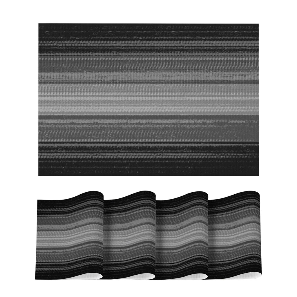Artoid Mode Navy Blue Gradient Stripes Placemats Set of 4, Washable Heat Resistant Non-Slip Woven Plastic PVC Place Mats for Farmhouse Party Kitchen Dining Decor