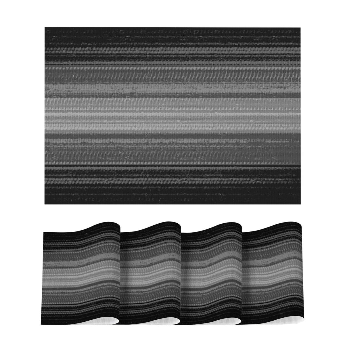 Artoid Mode Navy Blue Gradient Stripes Placemats Set of 4, Washable Heat Resistant Non-Slip Woven Plastic PVC Place Mats for Farmhouse Party Kitchen Dining Decor