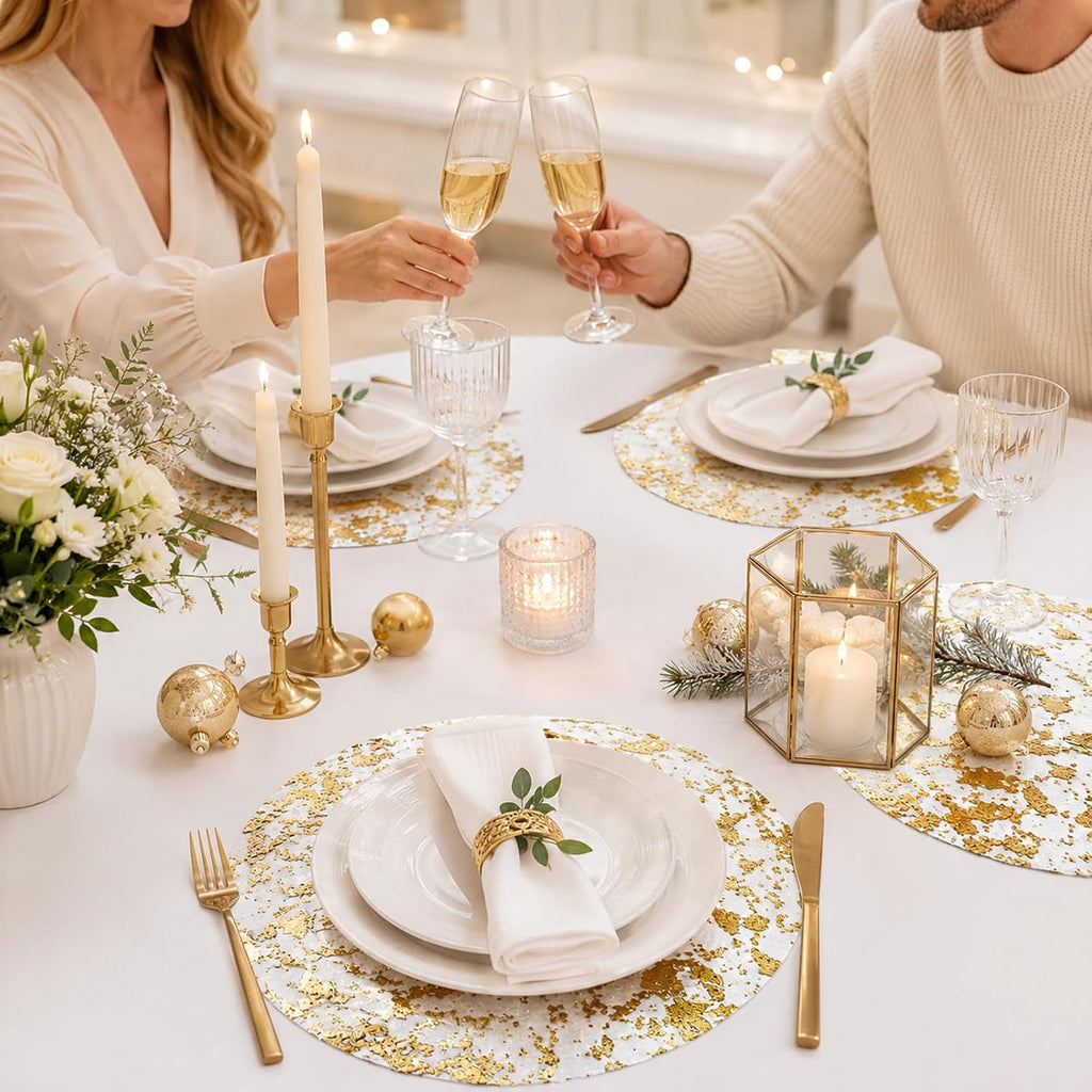250Pcs 13'' Gold Foil Placemat Disposable, Mesh Pressed Table Doilies