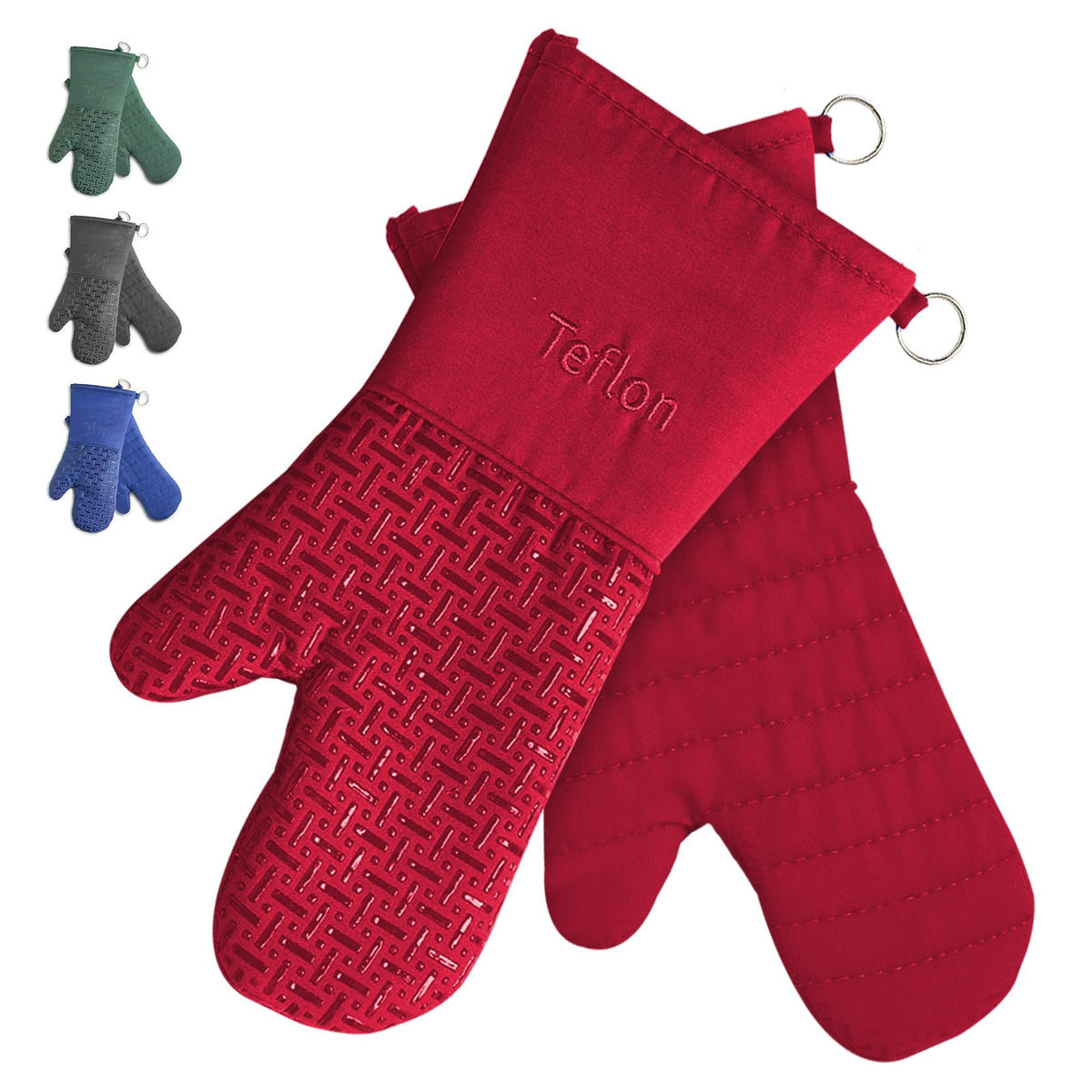 Xlnt Extra Long Oven Mitts (Black) | Teflon EcoElite Water Repellent | Heat Resistant for Oven Cooking, Grill & BBQ | Non Slip Gloves with Teflon EcoElite Finish, Cotton Lining & Hanging Loop