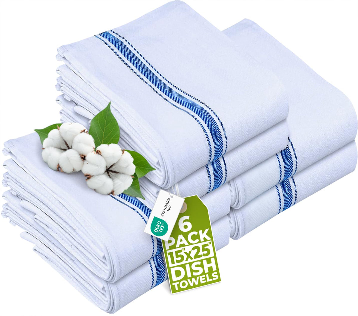 Utopia Towels Blue Dish Towels [12 Pack - 15 x 25 in] 100% Ring Spun Cotton