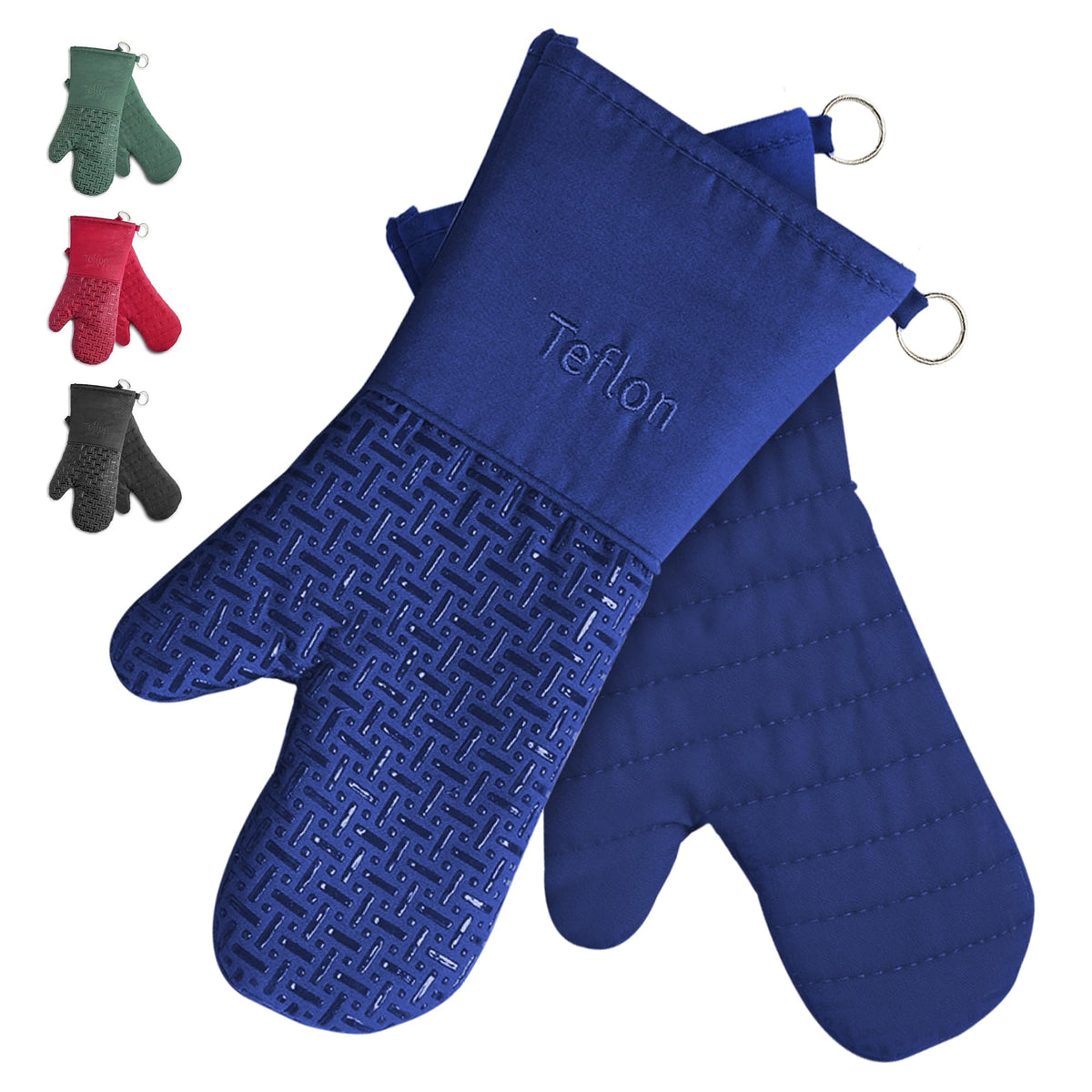 Xlnt Extra Long Oven Mitts (Black) | Teflon EcoElite Water Repellent | Heat Resistant for Oven Cooking, Grill & BBQ | Non Slip Gloves with Teflon EcoElite Finish, Cotton Lining & Hanging Loop