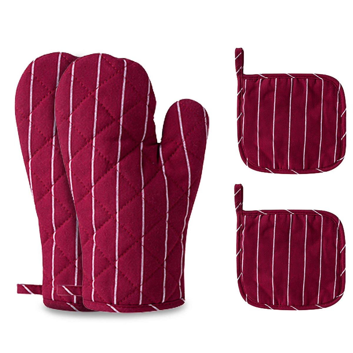 4Pcs Oven Mitts and Pot Holders, Heat Resistant Oven Mitts Set with Pothholder,Heat Resistant Microwave Gloves Safe for Baking,Cooking, BBQ