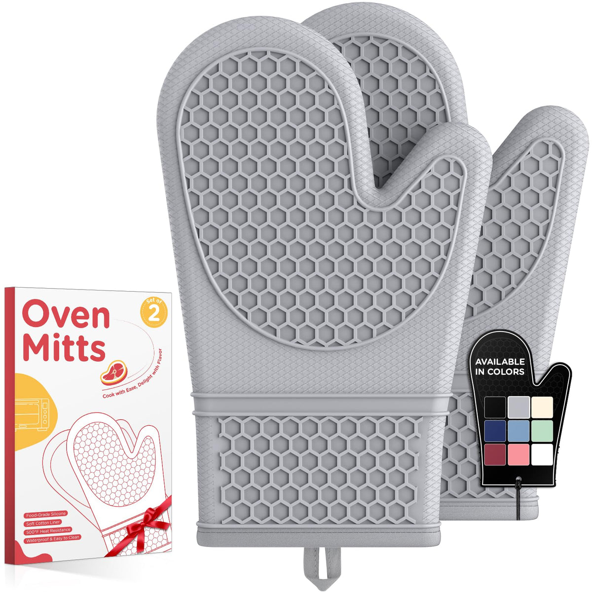 Kitsure Silicone Oven Mitts, Kitchen Gadgets, Apartment Essentials, Black
