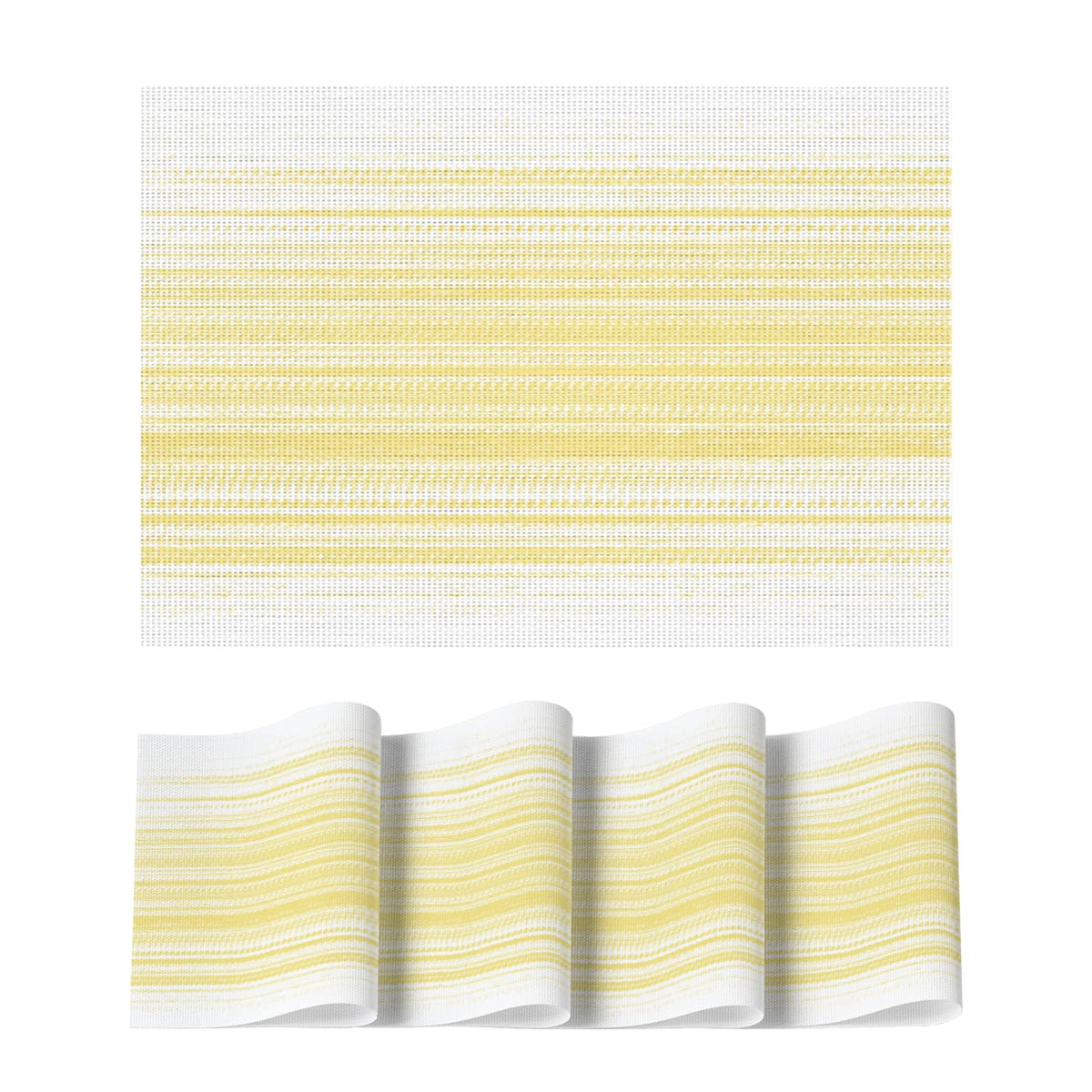 Artoid Mode Navy Blue Gradient Stripes Placemats Set of 4, Washable Heat Resistant Non-Slip Woven Plastic PVC Place Mats for Farmhouse Party Kitchen Dining Decor