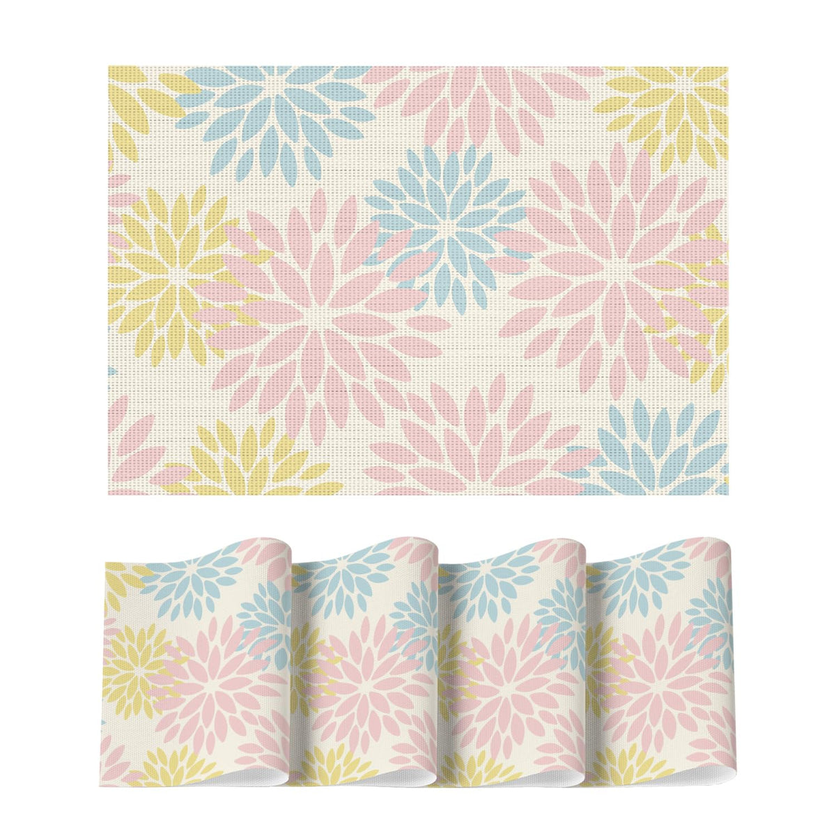 Artoid Mode Floral Vinyl Placemats Set of 4, 12x18 Inch Washable Non-Slip Plastic Vinyl Place Mats for Party Kitchen Dining Decor, Brown