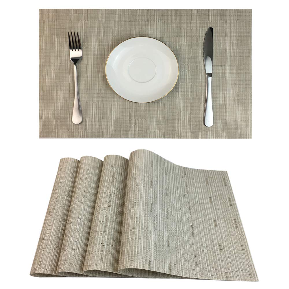 WAZAIGUR Placemats Set of 6 for Dining Table, 17.7" x 11.8", Orange