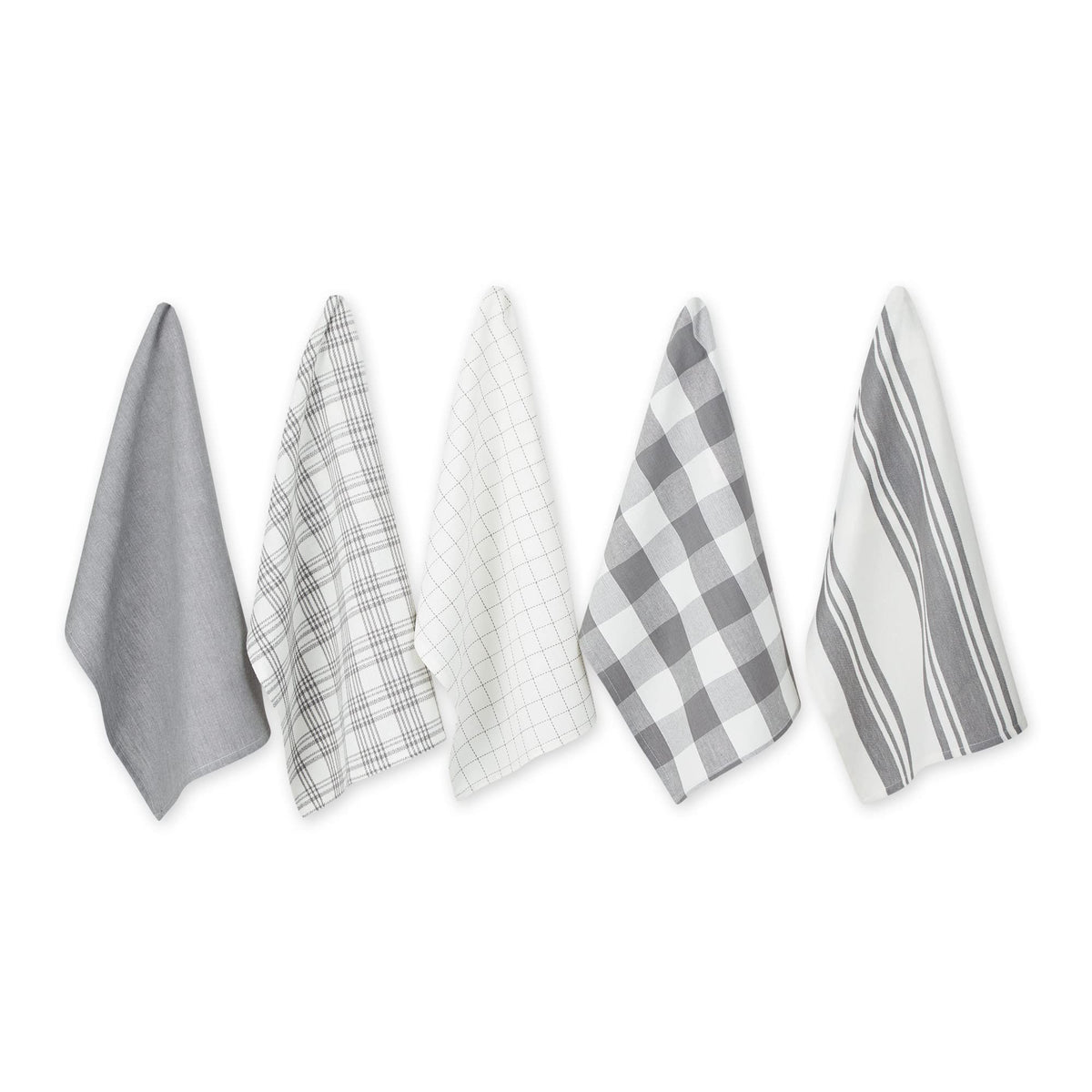 DII Basic Kitchen Large Cotton Dishtowel Set of 5, 18x28, Gray