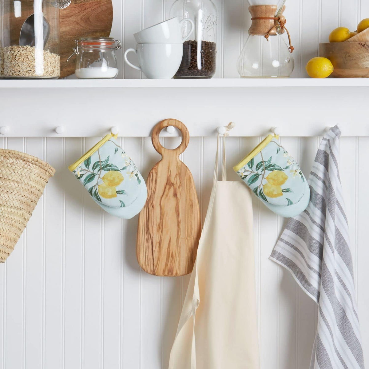 Martha Stewart Lemon Whimsy Mini Oven Mitt 2-Pack Set, Yellow, 5.5"X8"