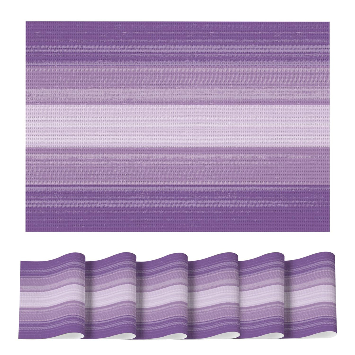 Artoid Mode Navy Blue Gradient Stripes Placemats Set of 4, Washable Heat Resistant Non-Slip Woven Plastic PVC Place Mats for Farmhouse Party Kitchen Dining Decor