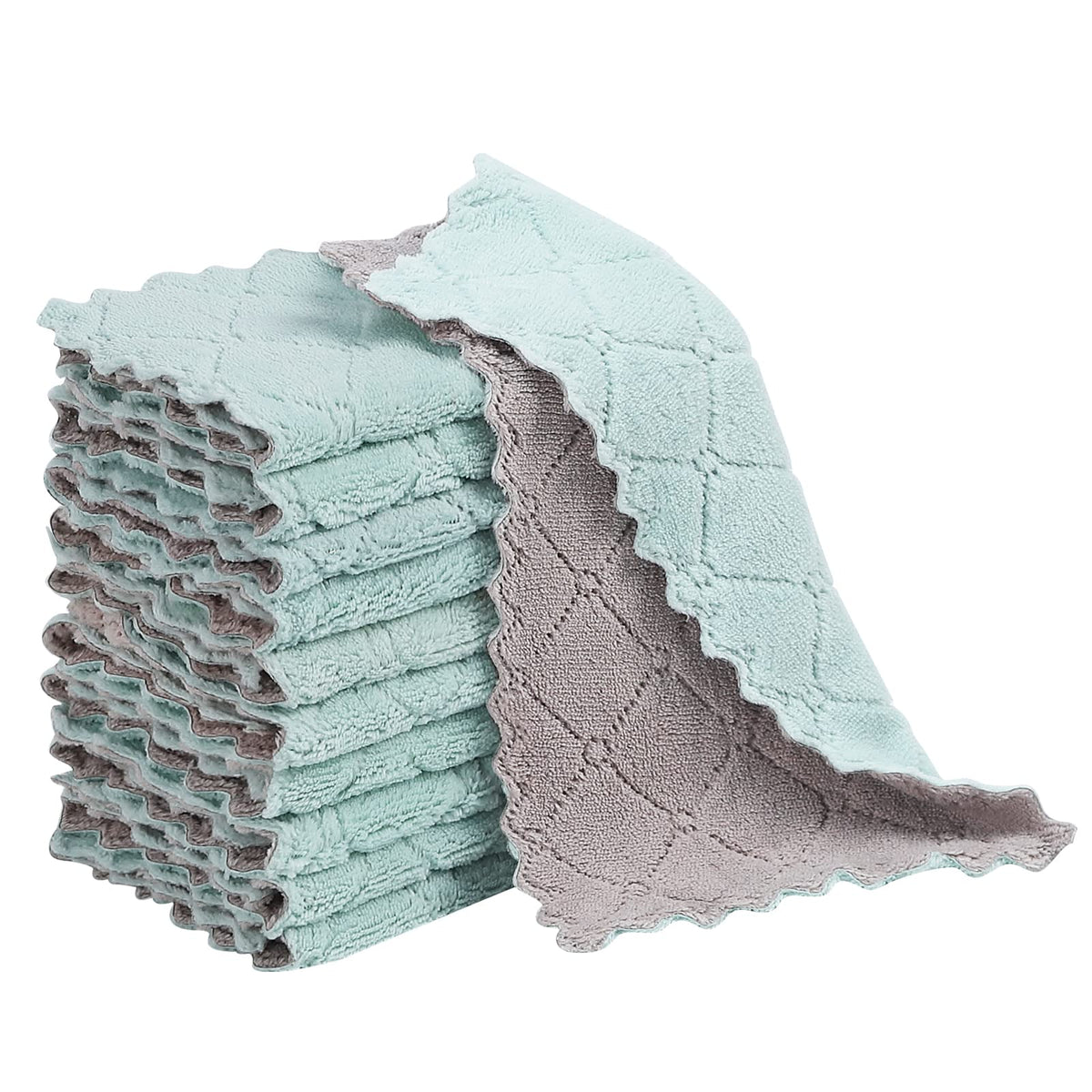GADIEDIE 10Pack Kitchen Cloth Dish Towels,Super Absorbent Coral Velvet Dishtowels,Nonstick Oil Washable Fast Drying,Double-Sided Dish Towel,Used for Table Dish Glass Pet Paw（5Colors）