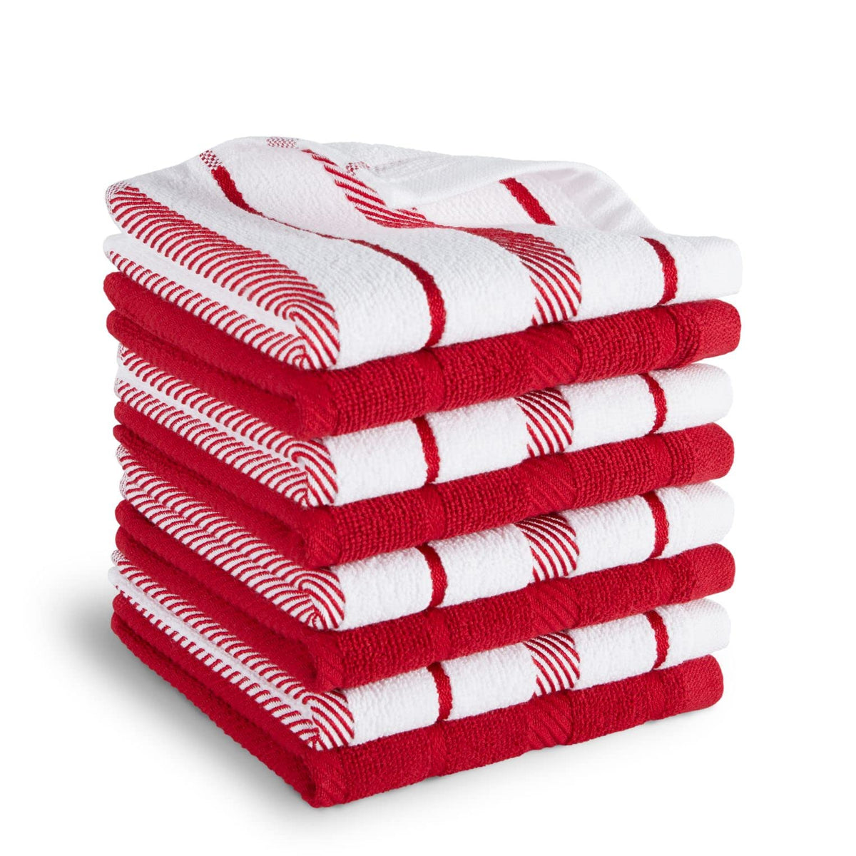 KitchenAid Albany Dishcloth 8 Pack Set, Matte Grey/White, 12"x12"