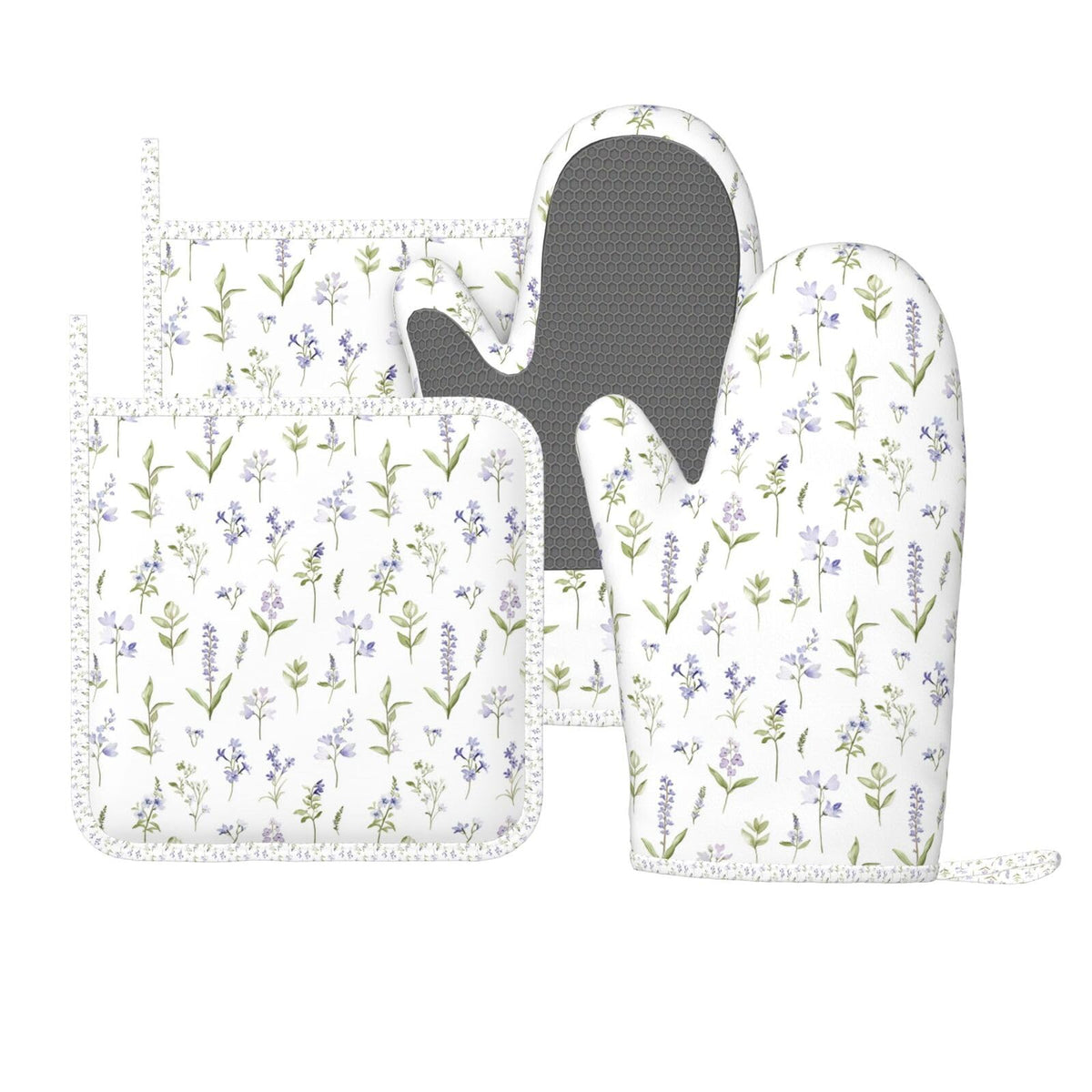 Mushroom Oven Mitts Pot Holders Set Silicone Vintage Magic Leaf Kitchen Gloves Potholders Heat Resistant for Chef Baking Cooking Grilling BBQ 4 Pack Mitt