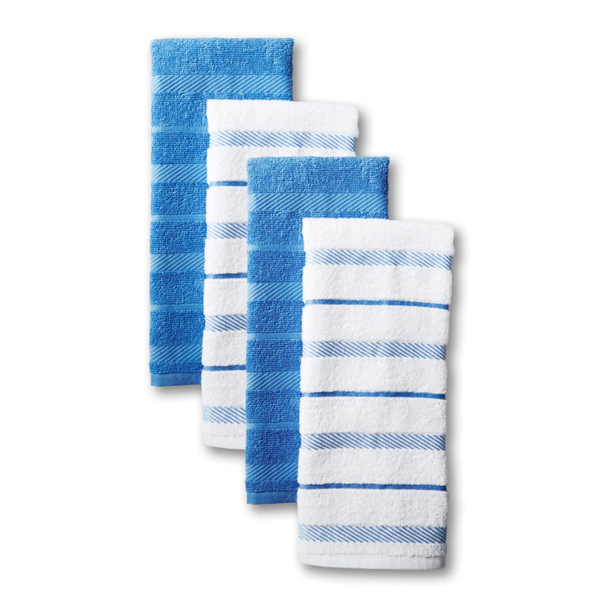 KitchenAid Albany Kitchen Towel 4-Pack Set, Blue Velvet/White, 16"x26"