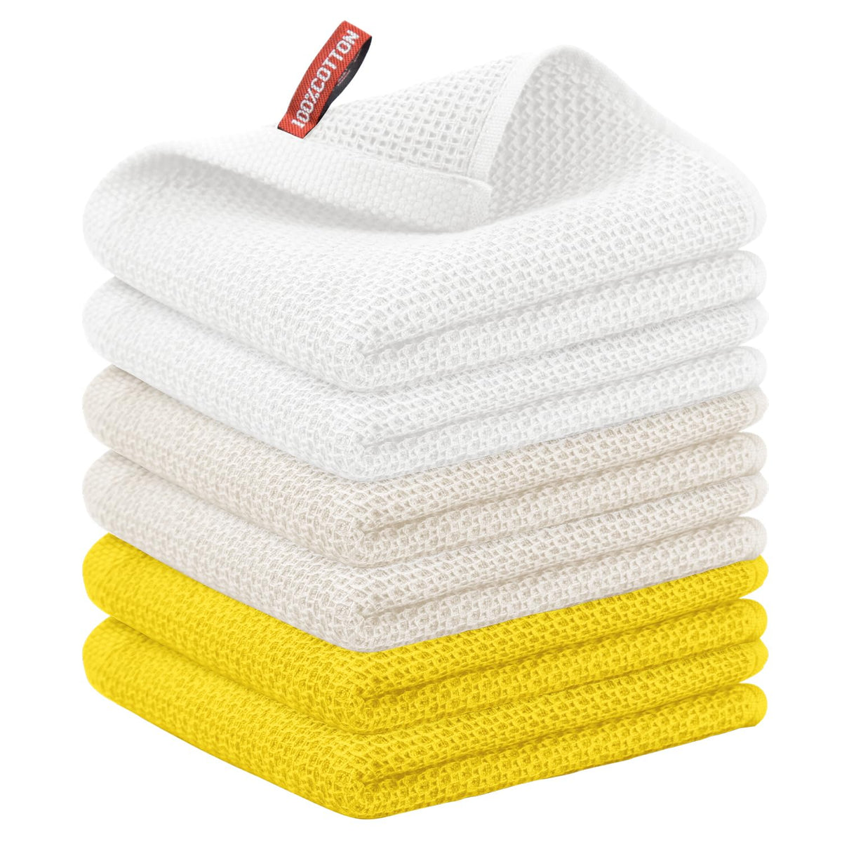 Nialnant 6 Pack Kitchen Towels and Dishcloths Sets,100% Cotton Soft Absorbent Quick Drying Dish Towels for Kitchen,Washing Dishes,12x12 Inches, Multi Color