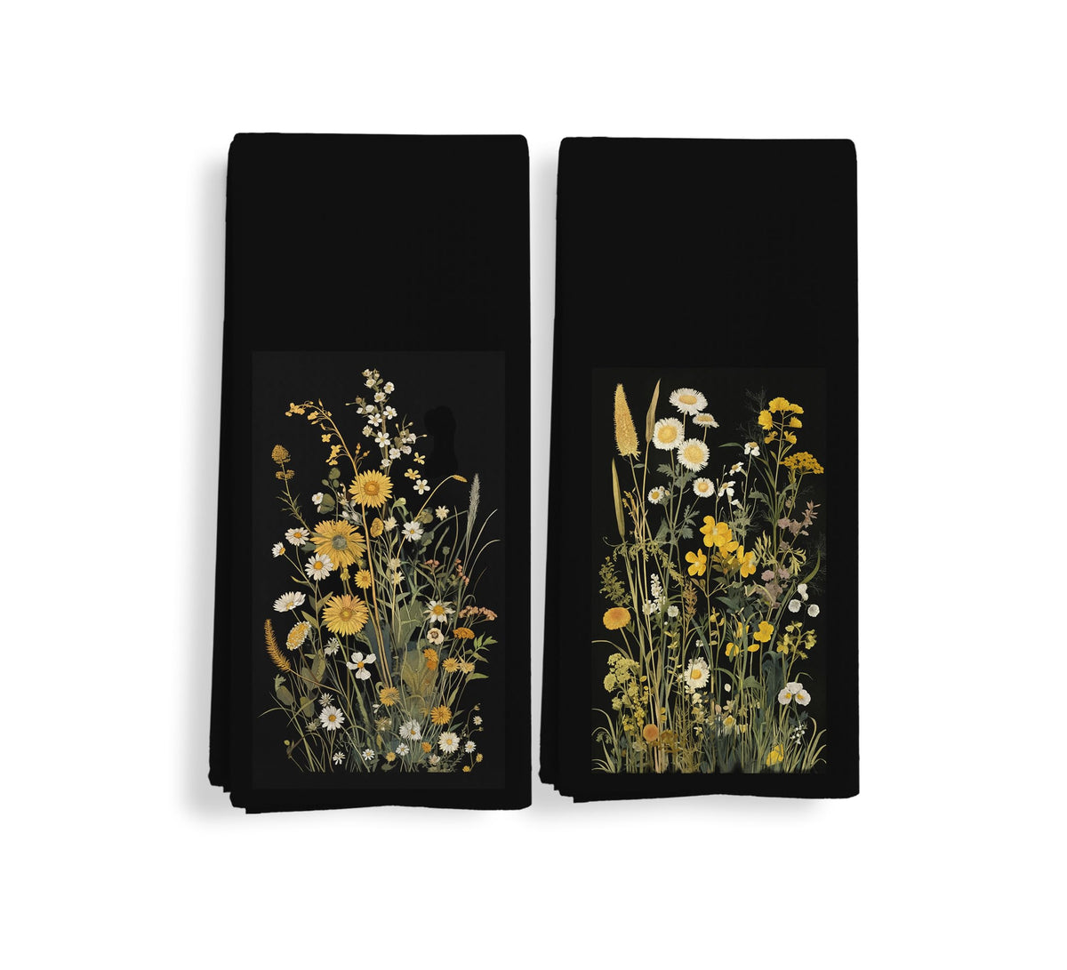 Vintage Boho Floral Kitchen Towels Set of 2, Retro Wildflowers Decorative Dish Tea Towels, Cottagecore Botanical Hand Towels for Bathroom, Cottagecore Floral Bathroom Decor, 16X24In