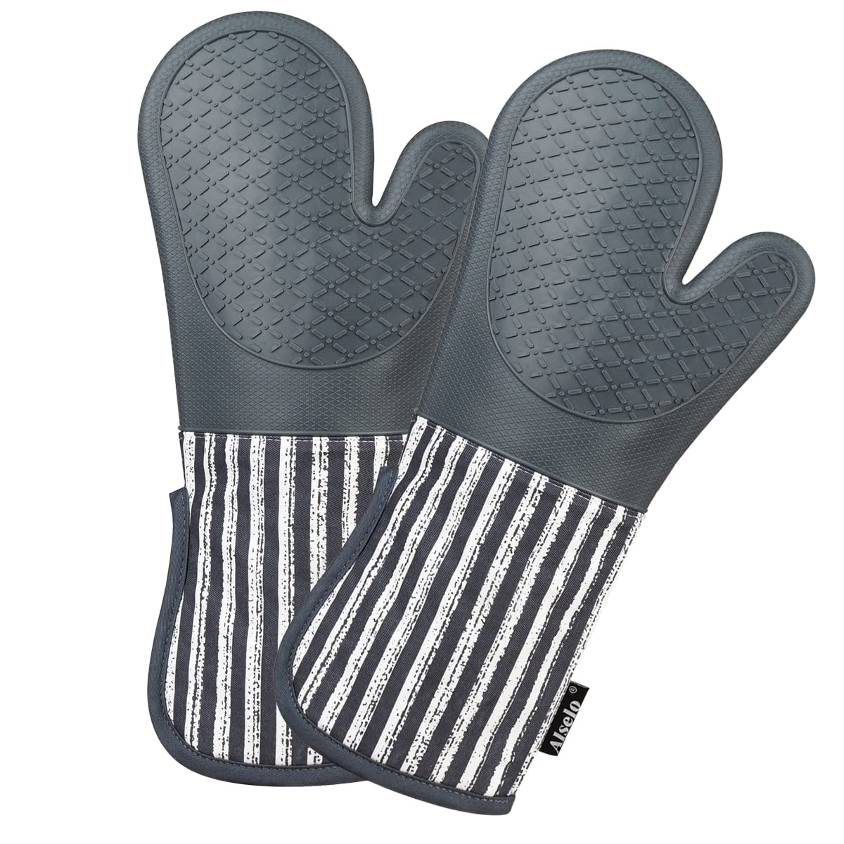 Alselo Silicone Oven Mitts Heat Resistant 932℉ with Waterproof & Non-Slip