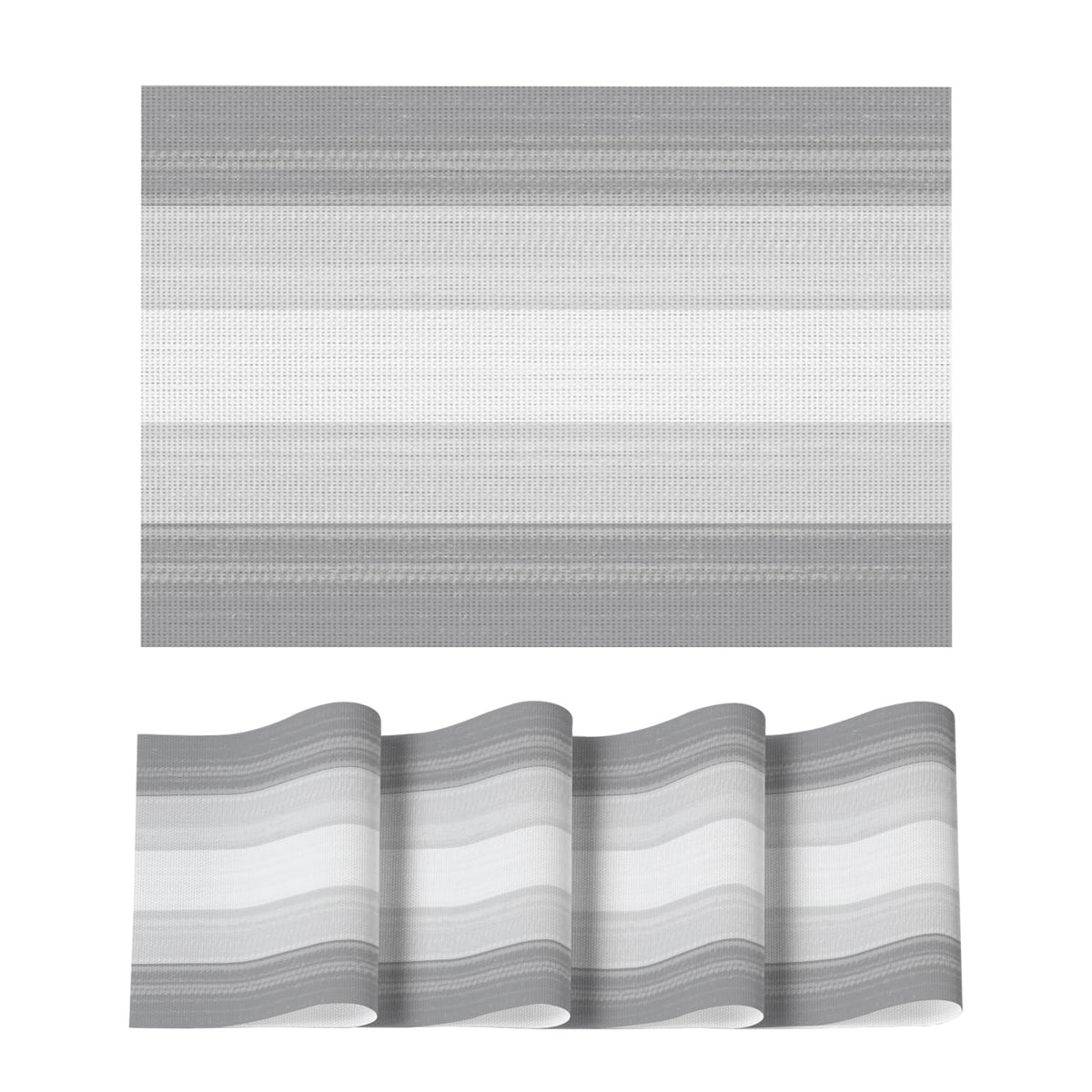 Artoid Mode Navy Blue Gradient Stripes Placemats Set of 4, Washable Heat Resistant Non-Slip Woven Plastic PVC Place Mats for Farmhouse Party Kitchen Dining Decor