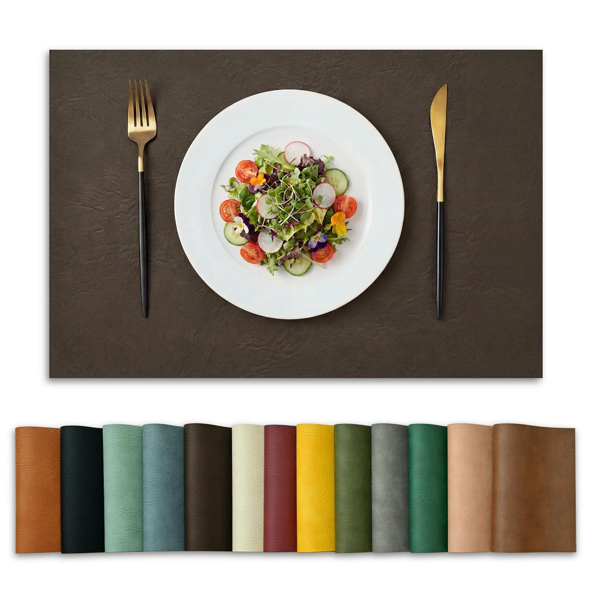 Artoid Mode Olive Green Faux Leather Placemats Set of 4